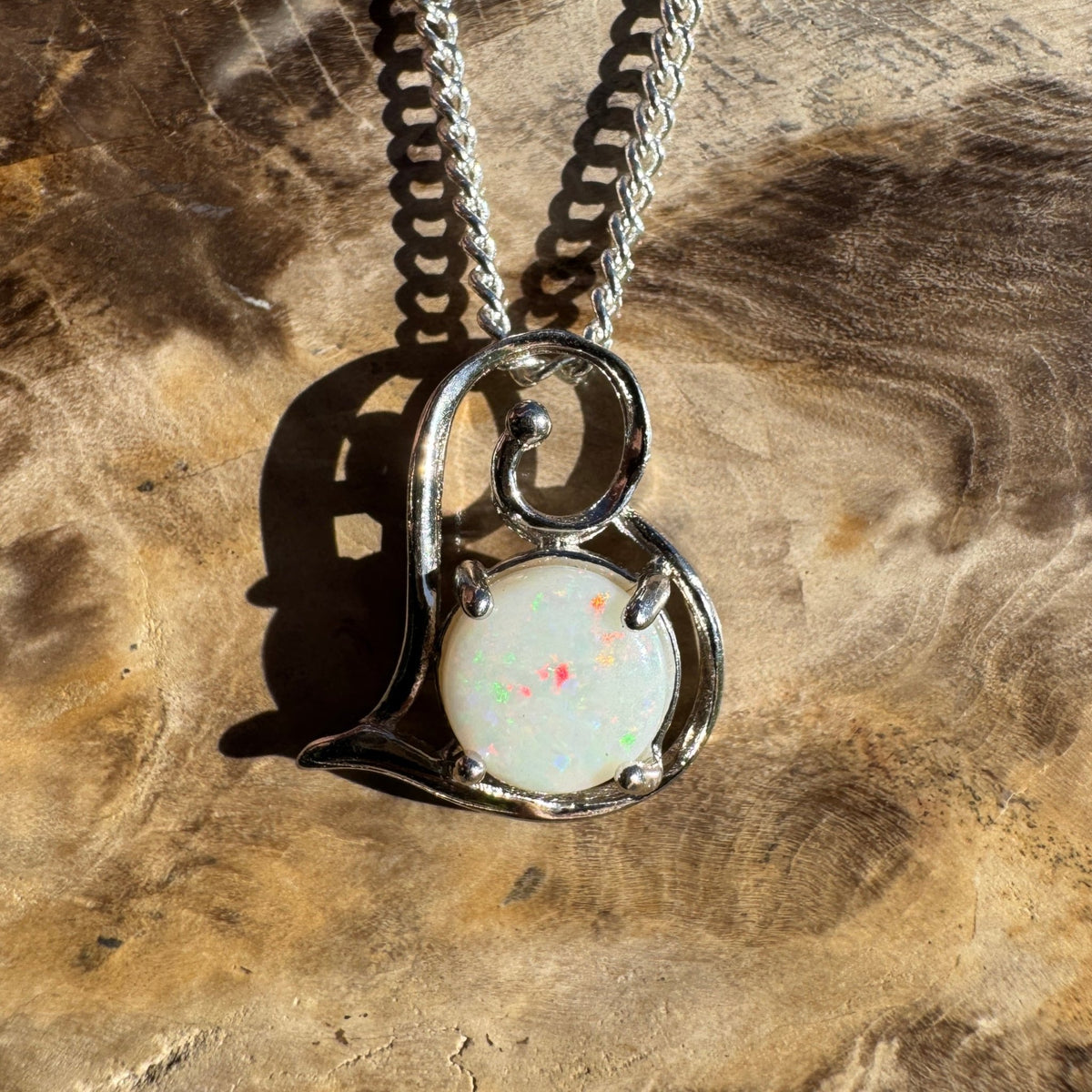 1.2ct Coober Pedy Opal Pendant Necklace ~ 'Forster Flow' | 925 Sterling Silver | Solid Australian Opal