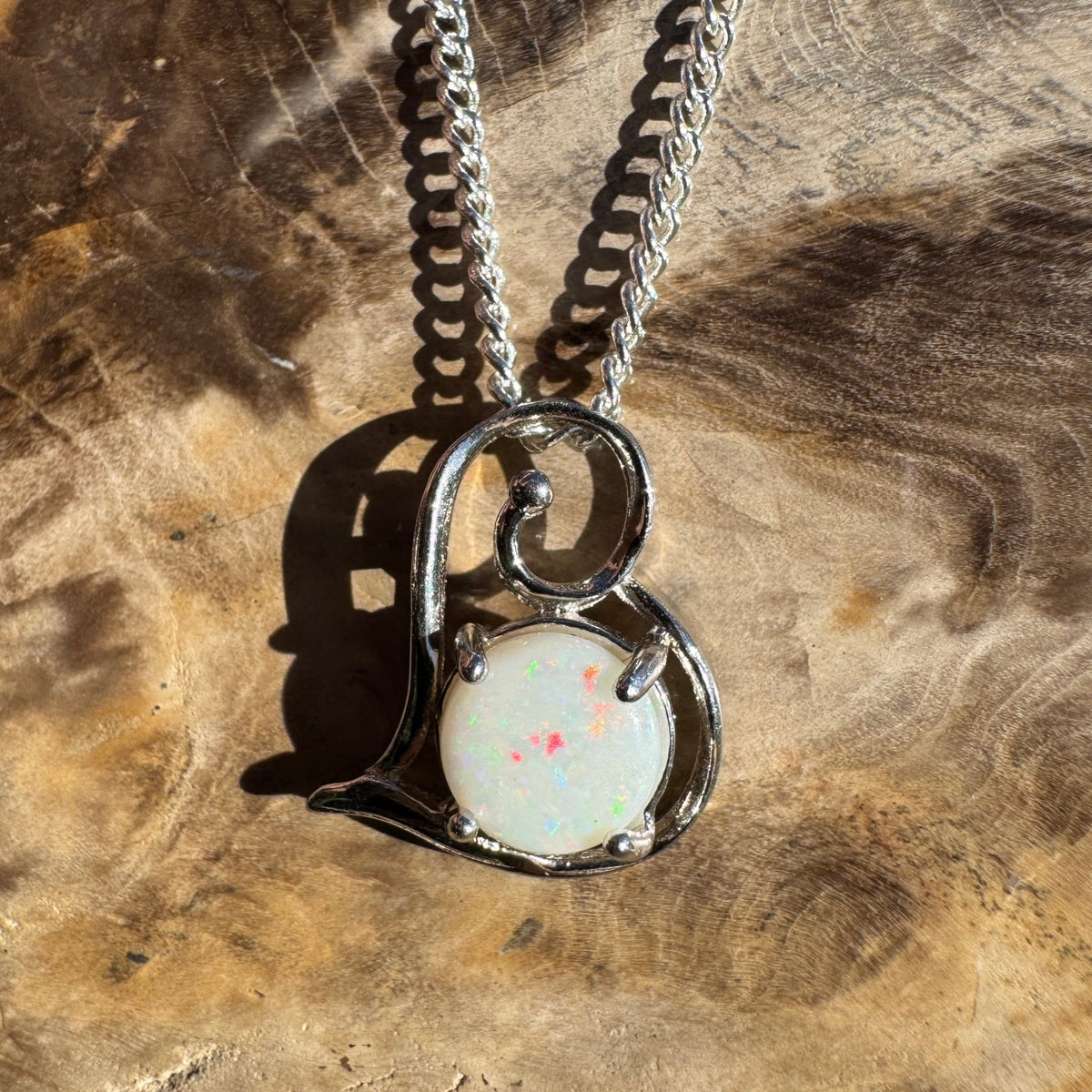 1.2ct Coober Pedy Opal Pendant Necklace ~ 'Forster Flow' | 925 Sterling Silver | Solid Australian Opal