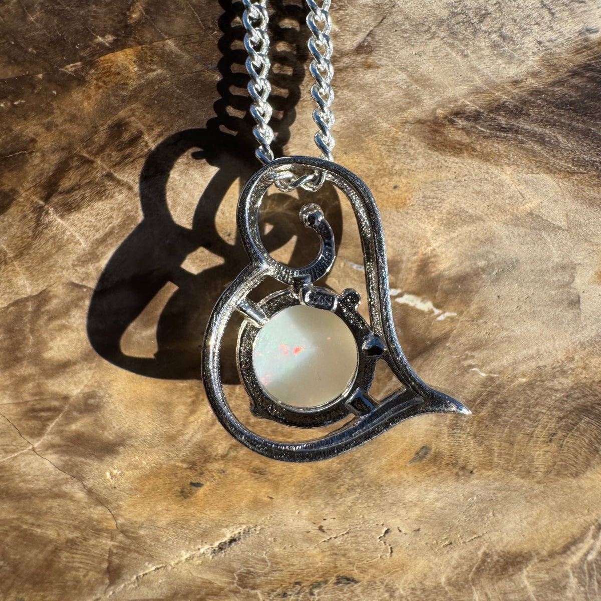 1.2ct Coober Pedy Opal Pendant Necklace ~ 'Forster Flow' | 925 Sterling Silver | Solid Australian Opal