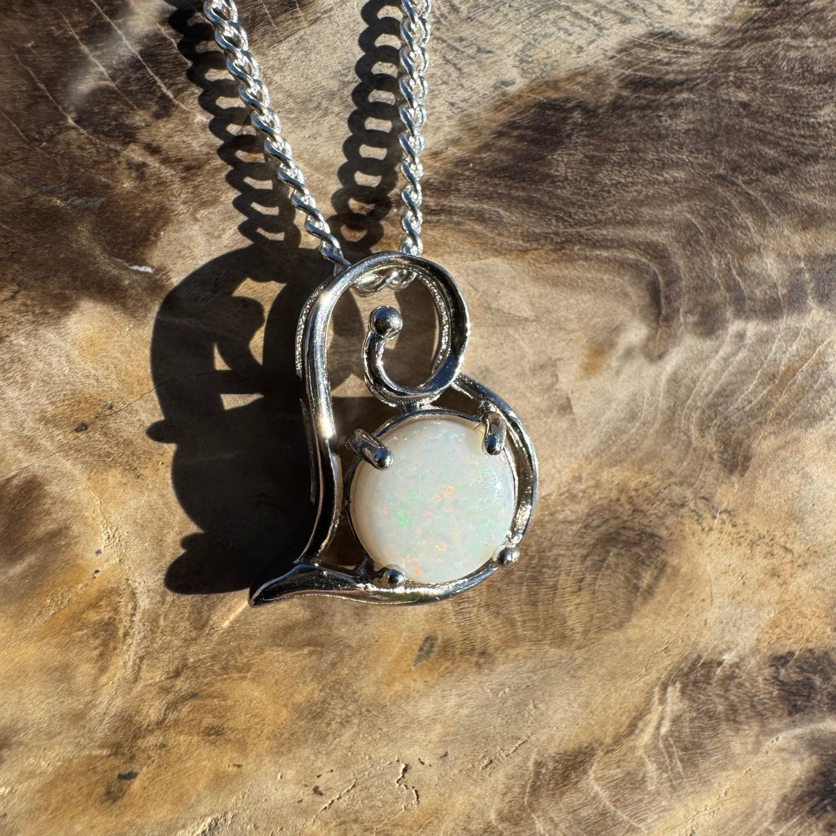 1.2ct Coober Pedy Opal Pendant Necklace ~ 'Forster Flow' | 925 Sterling Silver | Solid Australian Opal
