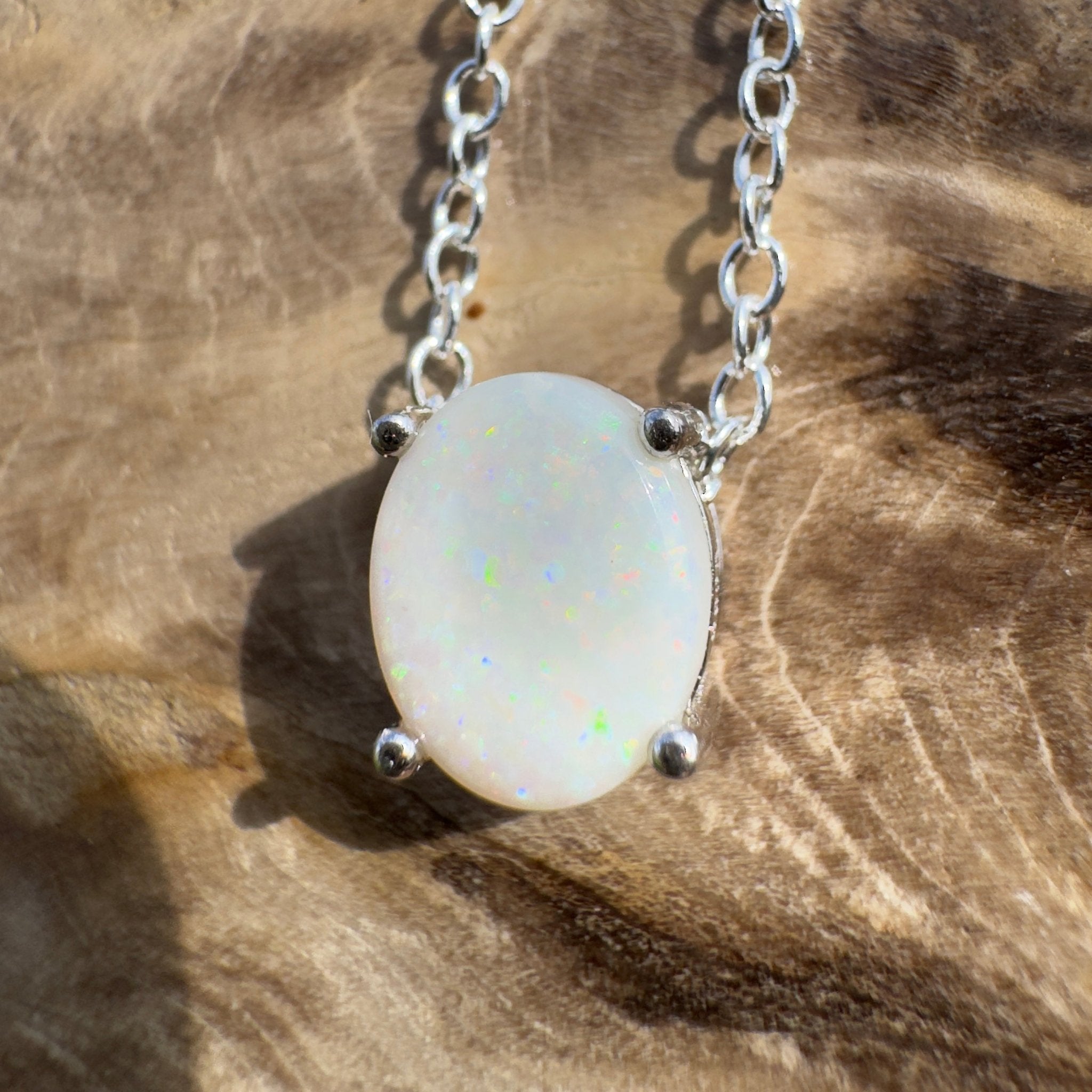 1.2ct Coober Pedy Opal Pendant Necklace ~ 'Ikara Prism' | 925 Sterling Silver | Solid Australian Opal