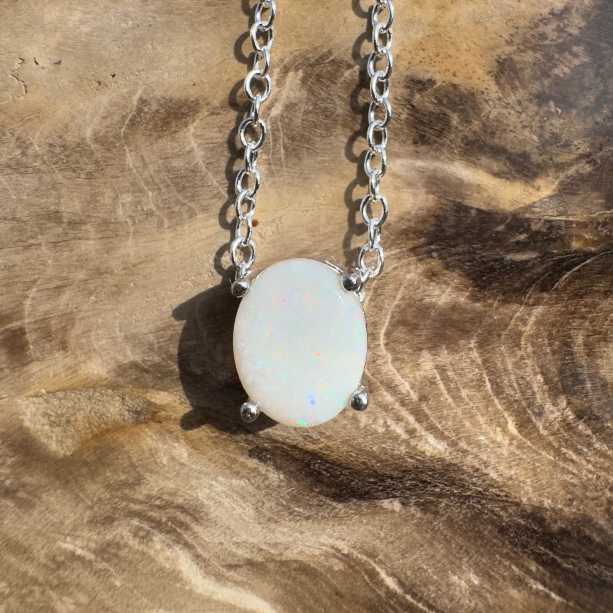 1.2ct Coober Pedy Opal Pendant Necklace ~ 'Ikara Prism' | 925 Sterling Silver | Solid Australian Opal