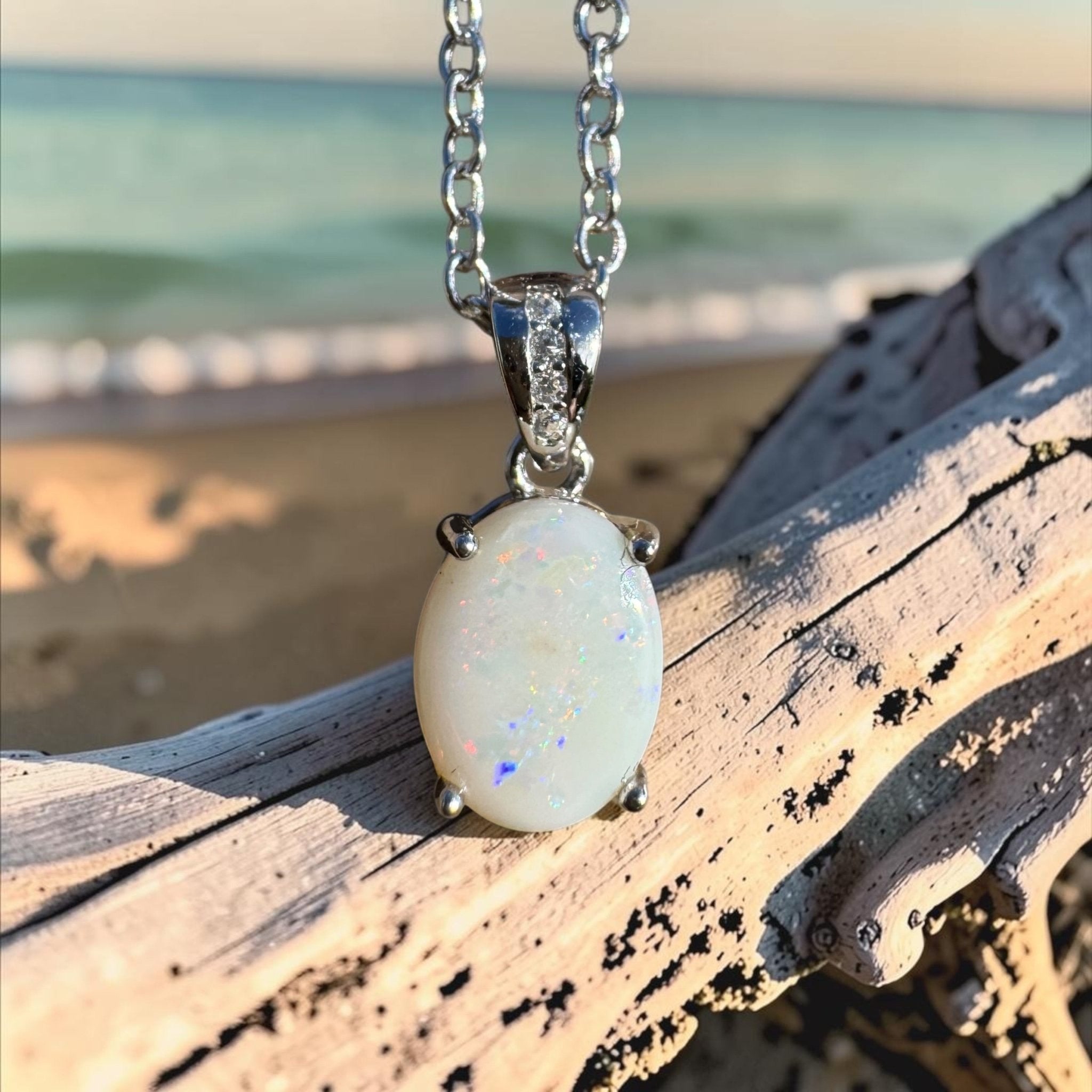 1.2ct Coober Pedy Opal Pendant Necklace ~ 'Jenolan Echo' | 925 Sterling Silver | Solid Australian Opal