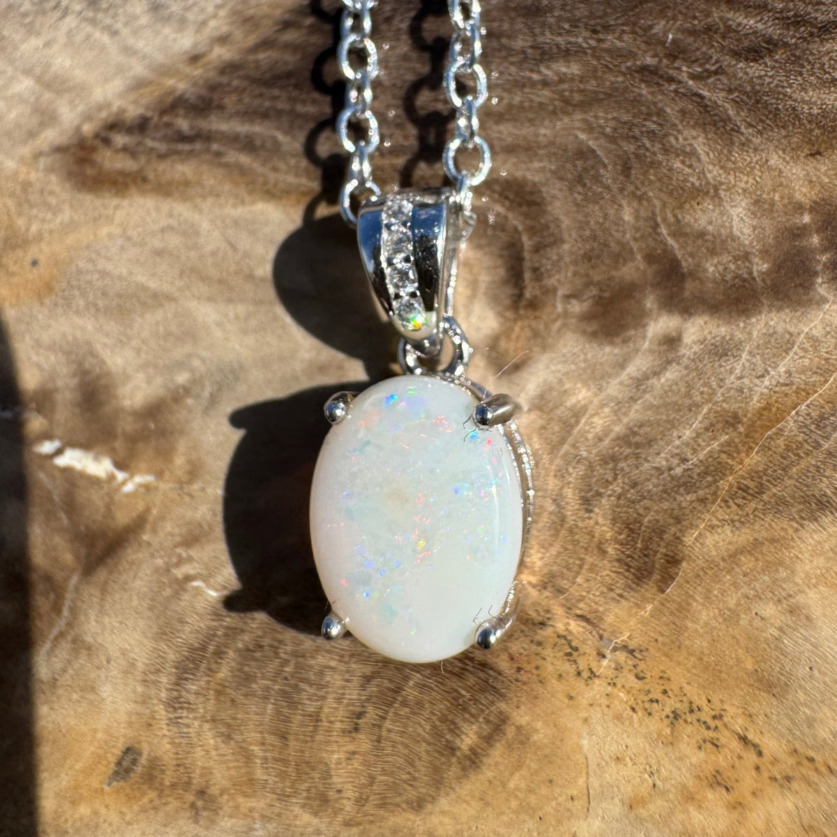 1.2ct Coober Pedy Opal Pendant Necklace ~ 'Jenolan Echo' | 925 Sterling Silver | Solid Australian Opal
