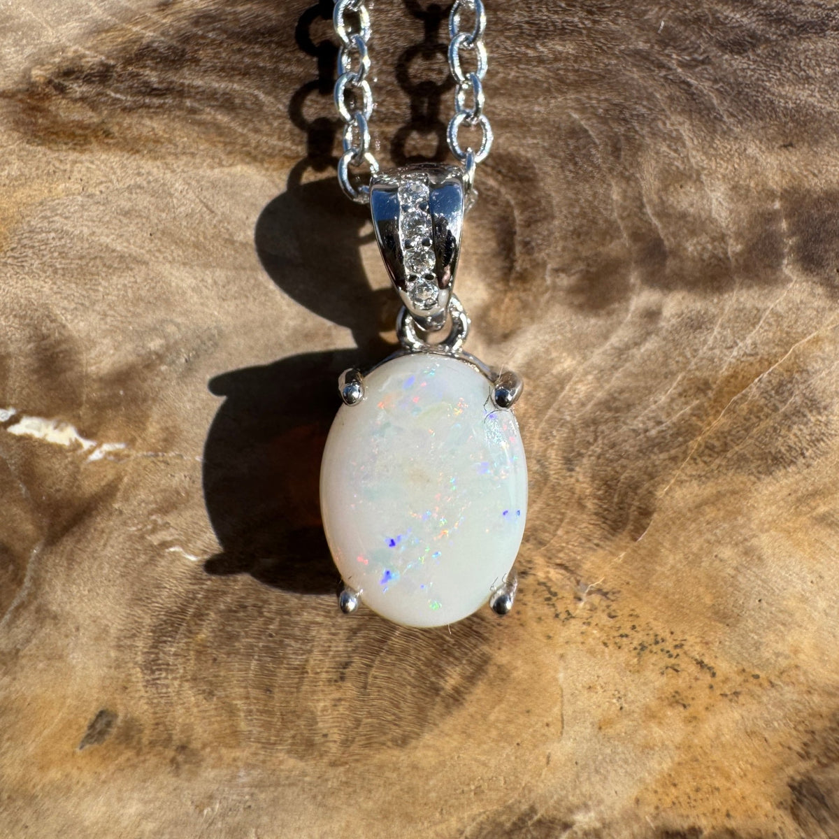 1.2ct Coober Pedy Opal Pendant Necklace ~ 'Jenolan Echo' | 925 Sterling Silver | Solid Australian Opal