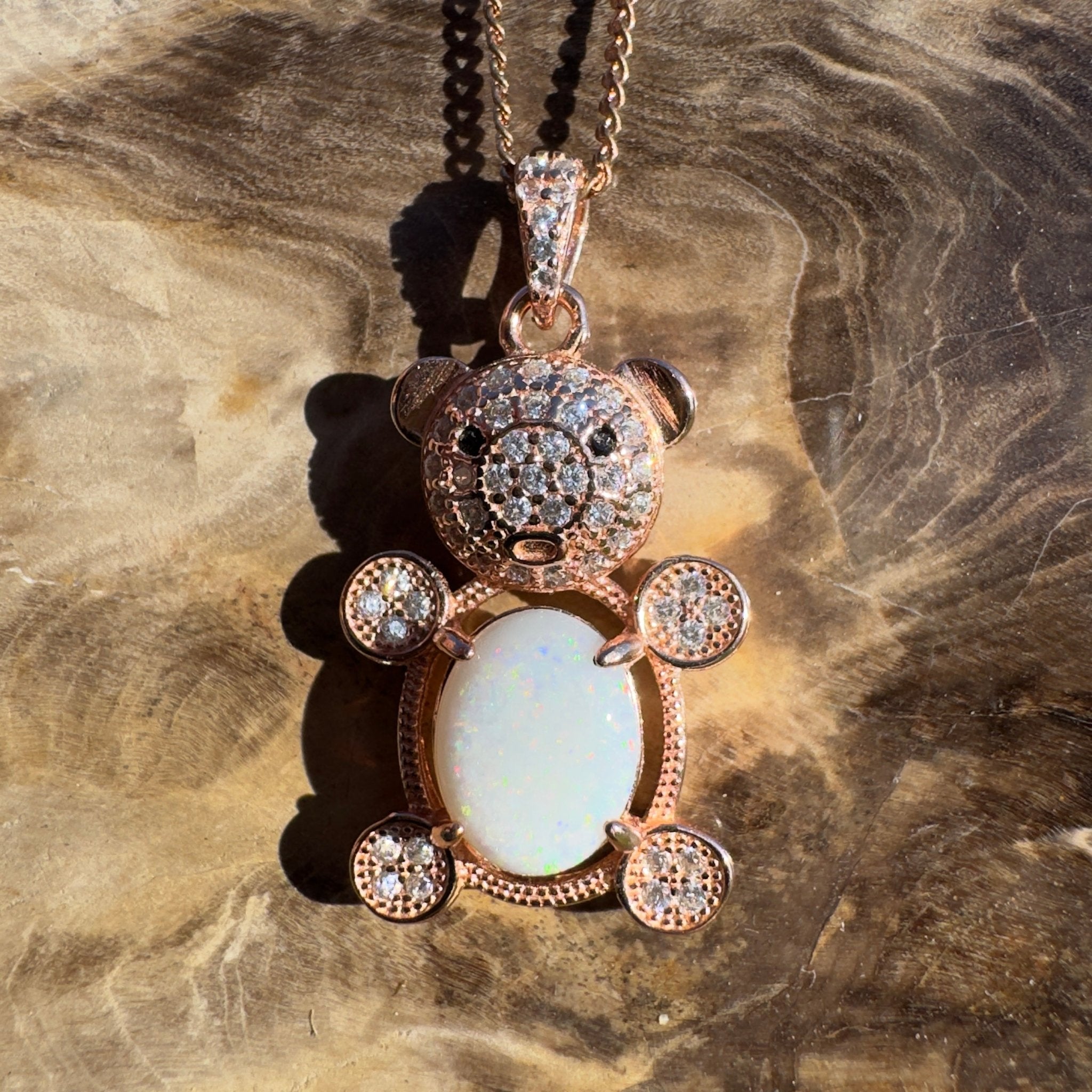 1.2ct Coober Pedy Opal Pendant Necklace ~ 'Jervis Bay Wash' | Rose Gold Coated 925 Sterling Silver | Solid Australian Opal