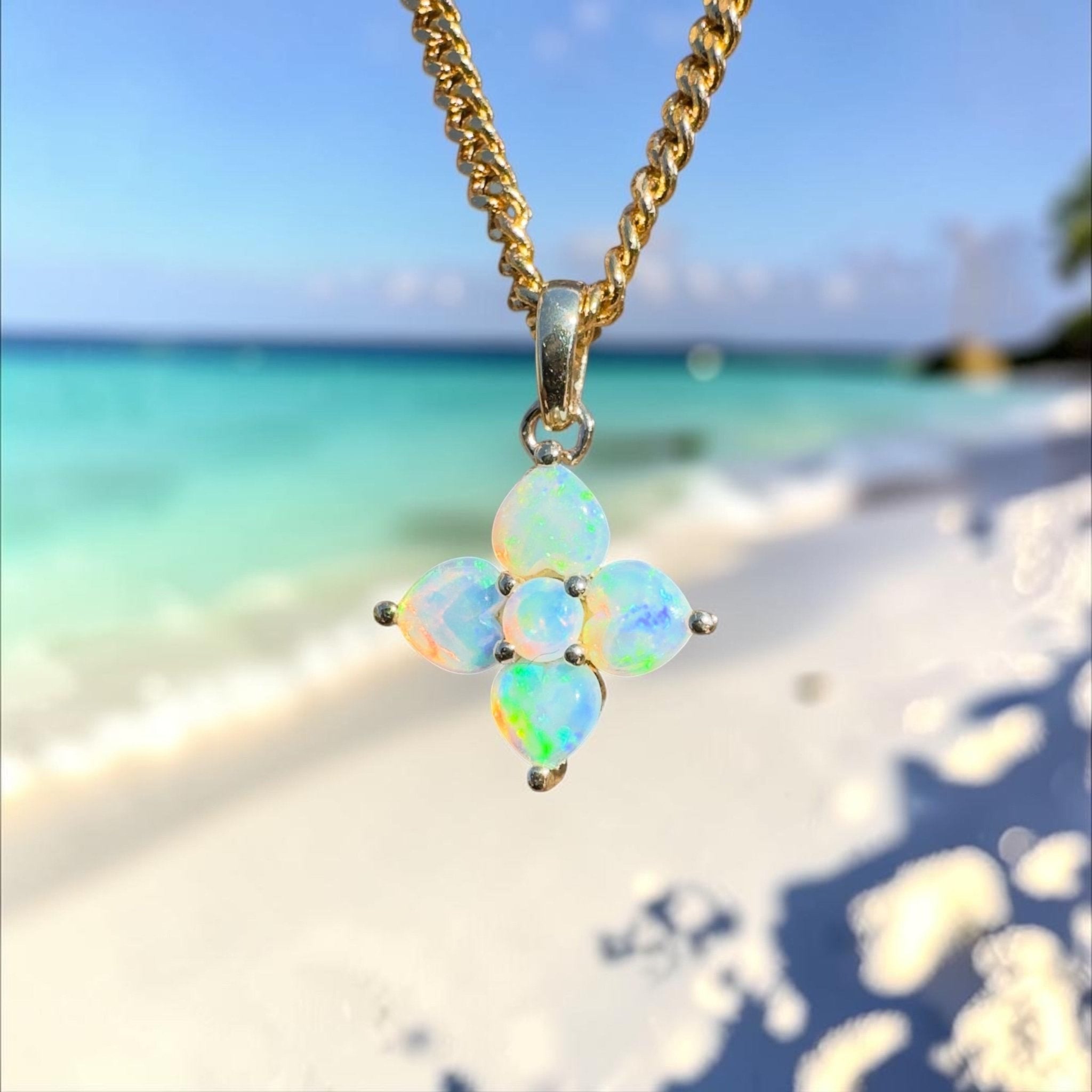 1.2ct Coober Pedy Opal Pendant Necklace ~ 'Kirra Point Gold' | 9ct Yellow Gold | Solid Australian Opal