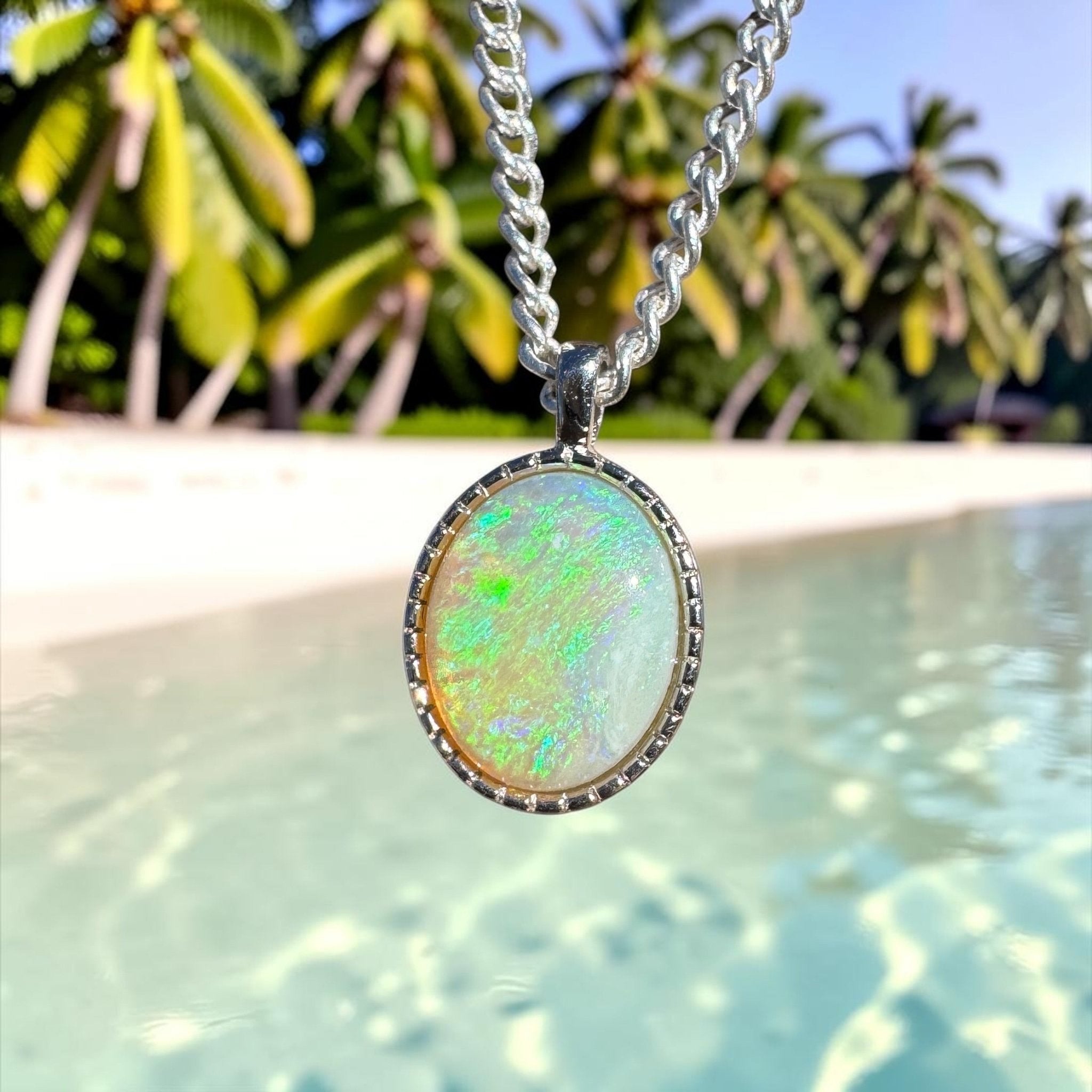 1.2ct Coober Pedy Opal Pendant Necklace ~ 'Lamington Blue' | 925 Sterling Silver | Solid Australian Opal