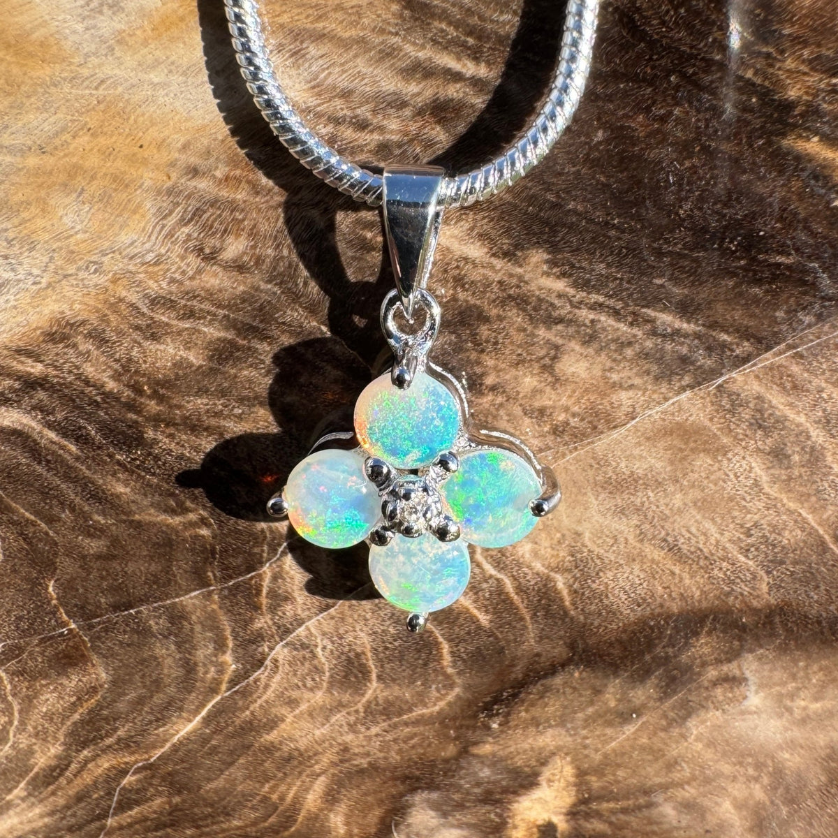 1.2ct Coober Pedy Opal Pendant Necklace ~ 'Lizard Point Lustre' | 925 Sterling Silver | Solid Australian Opal