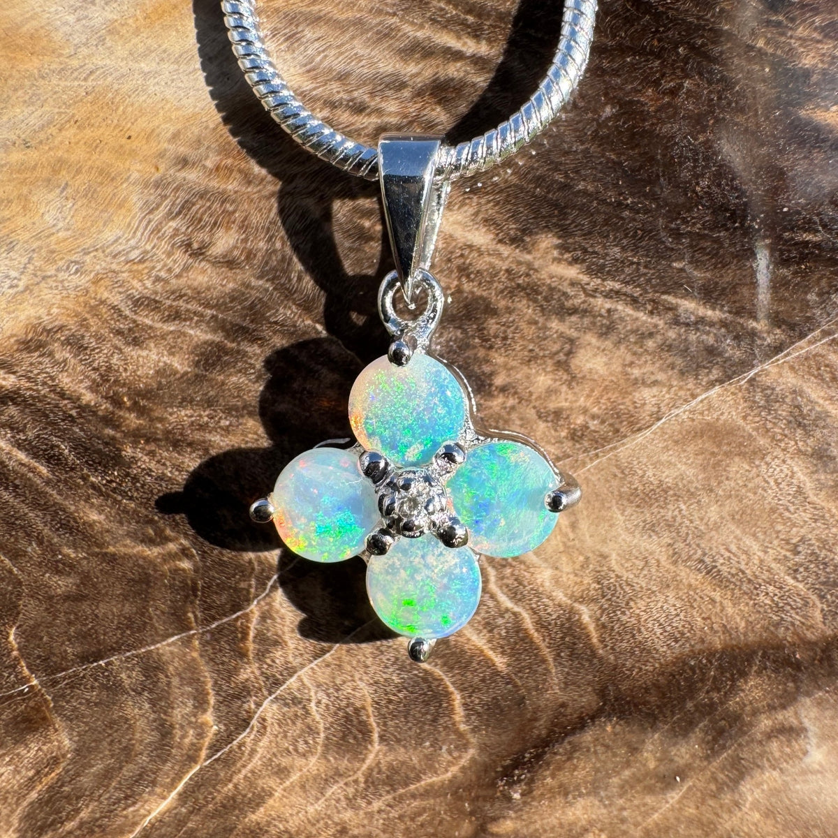 1.2ct Coober Pedy Opal Pendant Necklace ~ 'Lizard Point Lustre' | 925 Sterling Silver | Solid Australian Opal