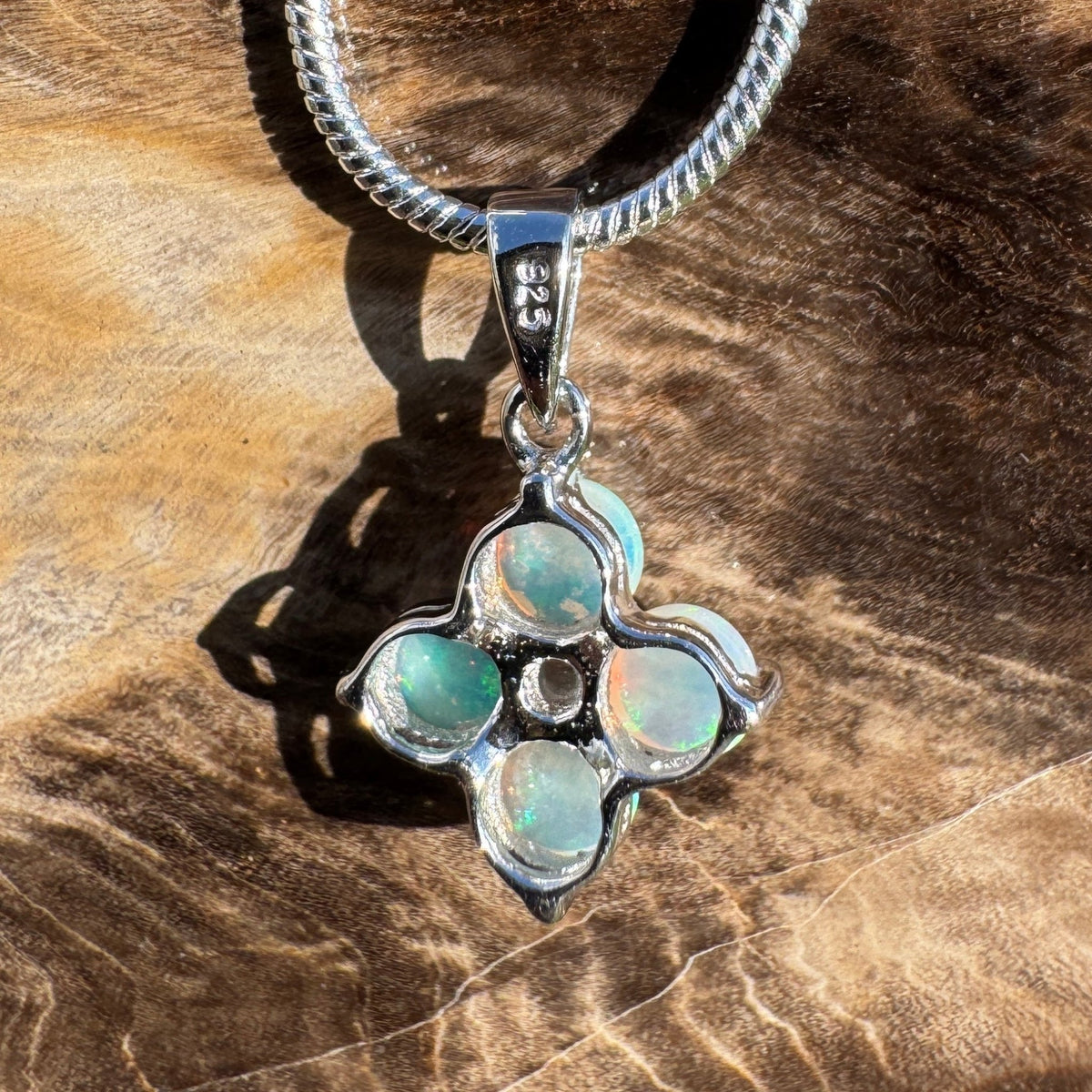 1.2ct Coober Pedy Opal Pendant Necklace ~ 'Lizard Point Lustre' | 925 Sterling Silver | Solid Australian Opal
