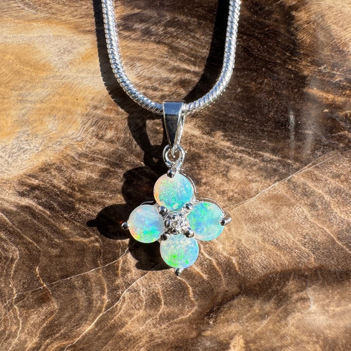 1.2ct Coober Pedy Opal Pendant Necklace ~ 'Lizard Point Lustre' | 925 Sterling Silver | Solid Australian Opal