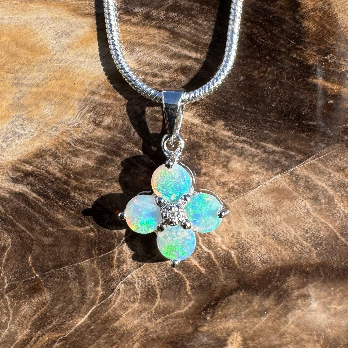 1.2ct Coober Pedy Opal Pendant Necklace ~ 'Lizard Point Lustre' | 925 Sterling Silver | Solid Australian Opal