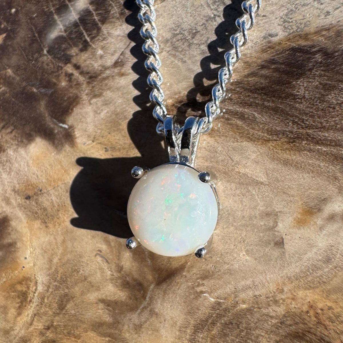 1.2ct Coober Pedy Opal Pendant Necklace ~ 'Lorne Glow' | 925 Sterling Silver | Solid Australian Opal