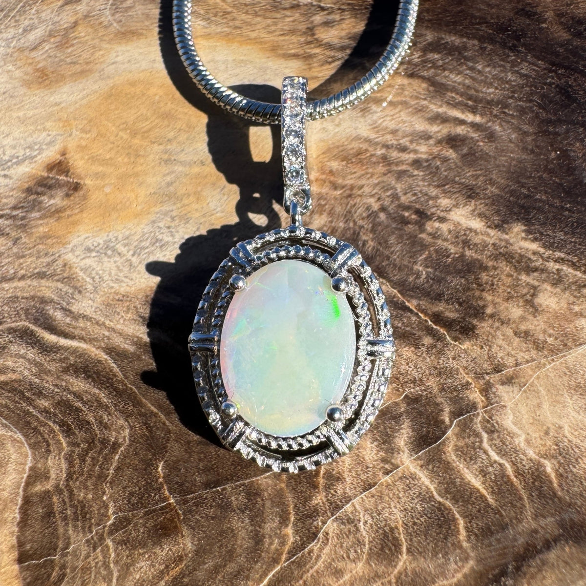 1.2ct Coober Pedy Opal Pendant Necklace ~ 'Maria Island Twilight' | 925 Sterling Silver | Solid Australian Opal
