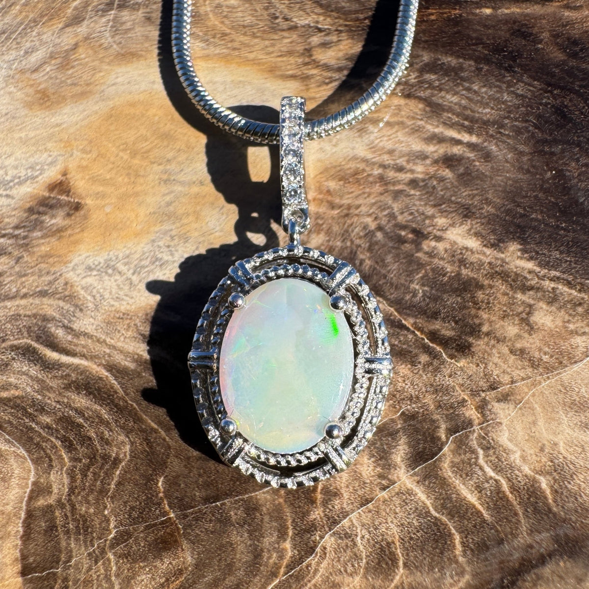 1.2ct Coober Pedy Opal Pendant Necklace ~ 'Maria Island Twilight' | 925 Sterling Silver | Solid Australian Opal