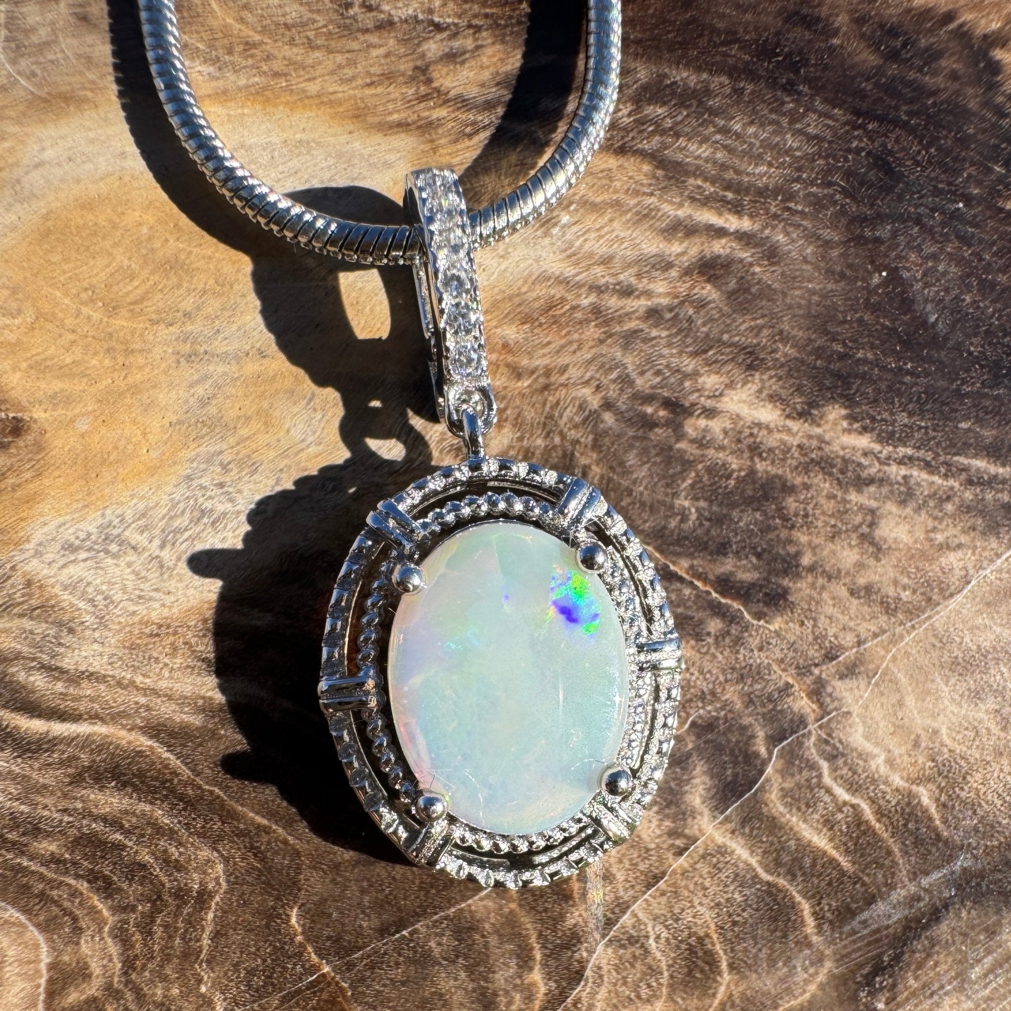 1.2ct Coober Pedy Opal Pendant Necklace ~ 'Maria Island Twilight' | 925 Sterling Silver | Solid Australian Opal