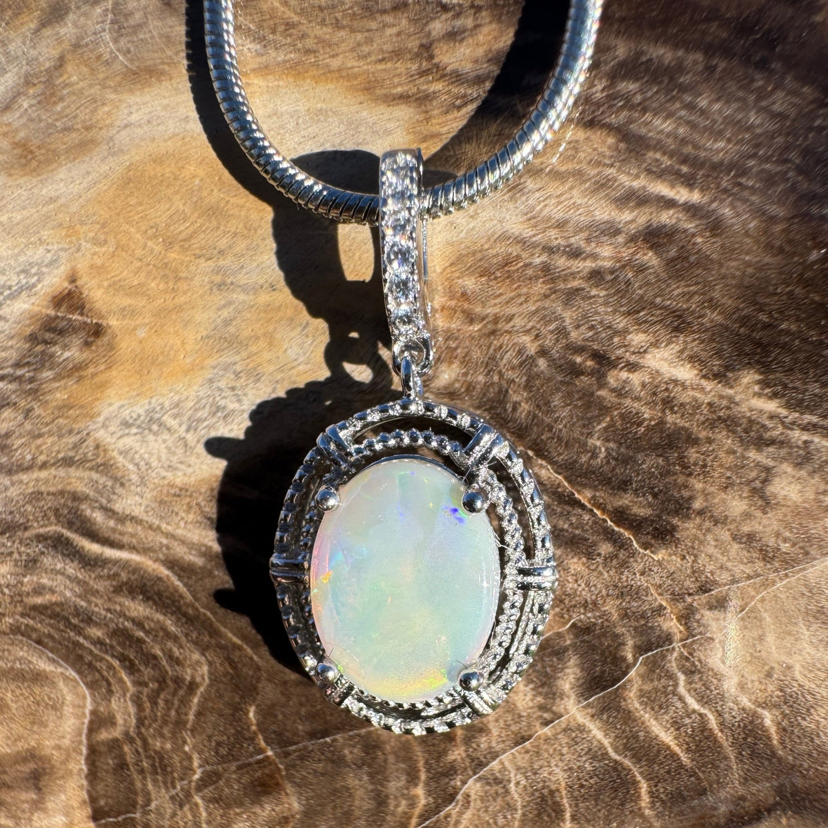 1.2ct Coober Pedy Opal Pendant Necklace ~ 'Maria Island Twilight' | 925 Sterling Silver | Solid Australian Opal