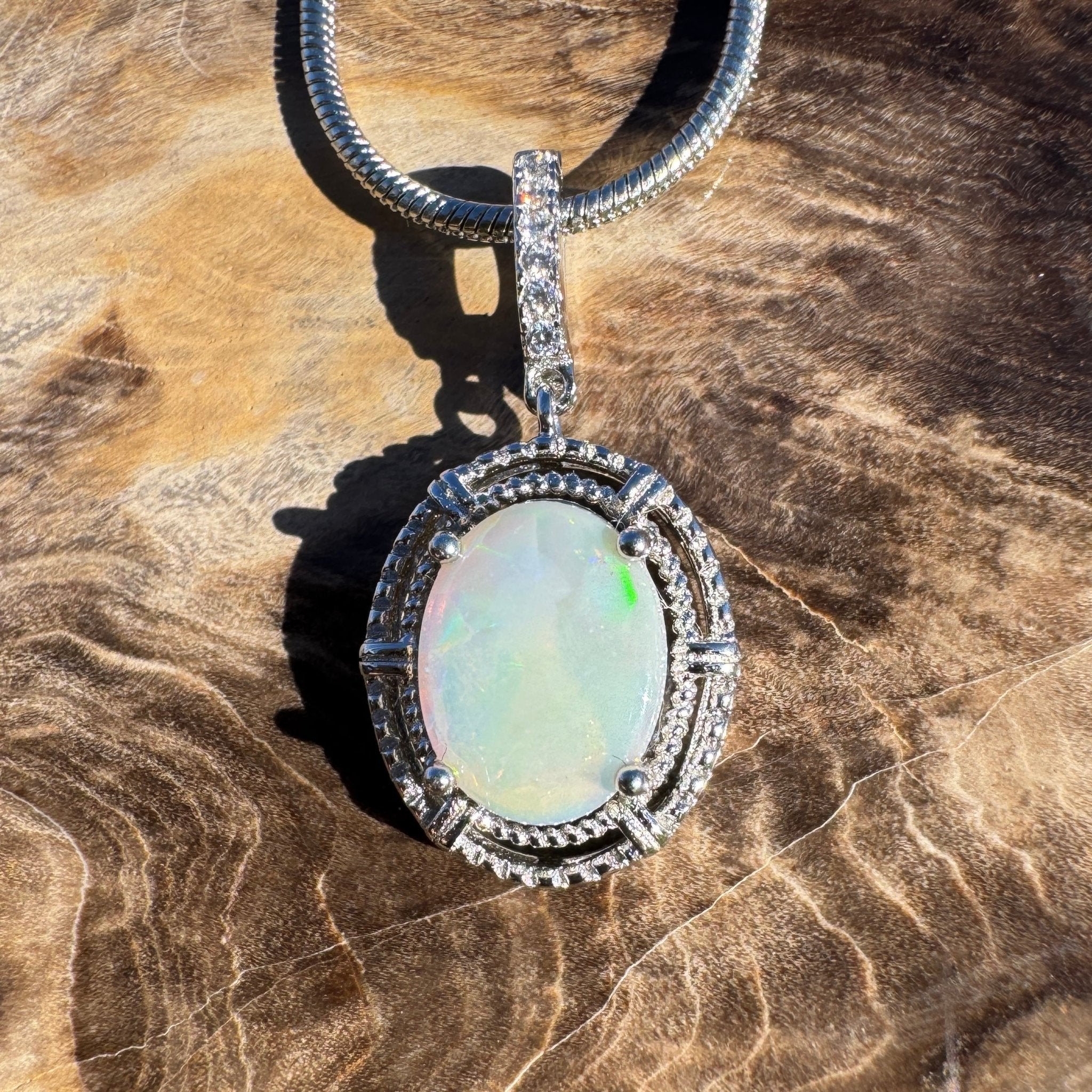 1.2ct Coober Pedy Opal Pendant Necklace ~ 'Maria Island Twilight' | 925 Sterling Silver | Solid Australian Opal