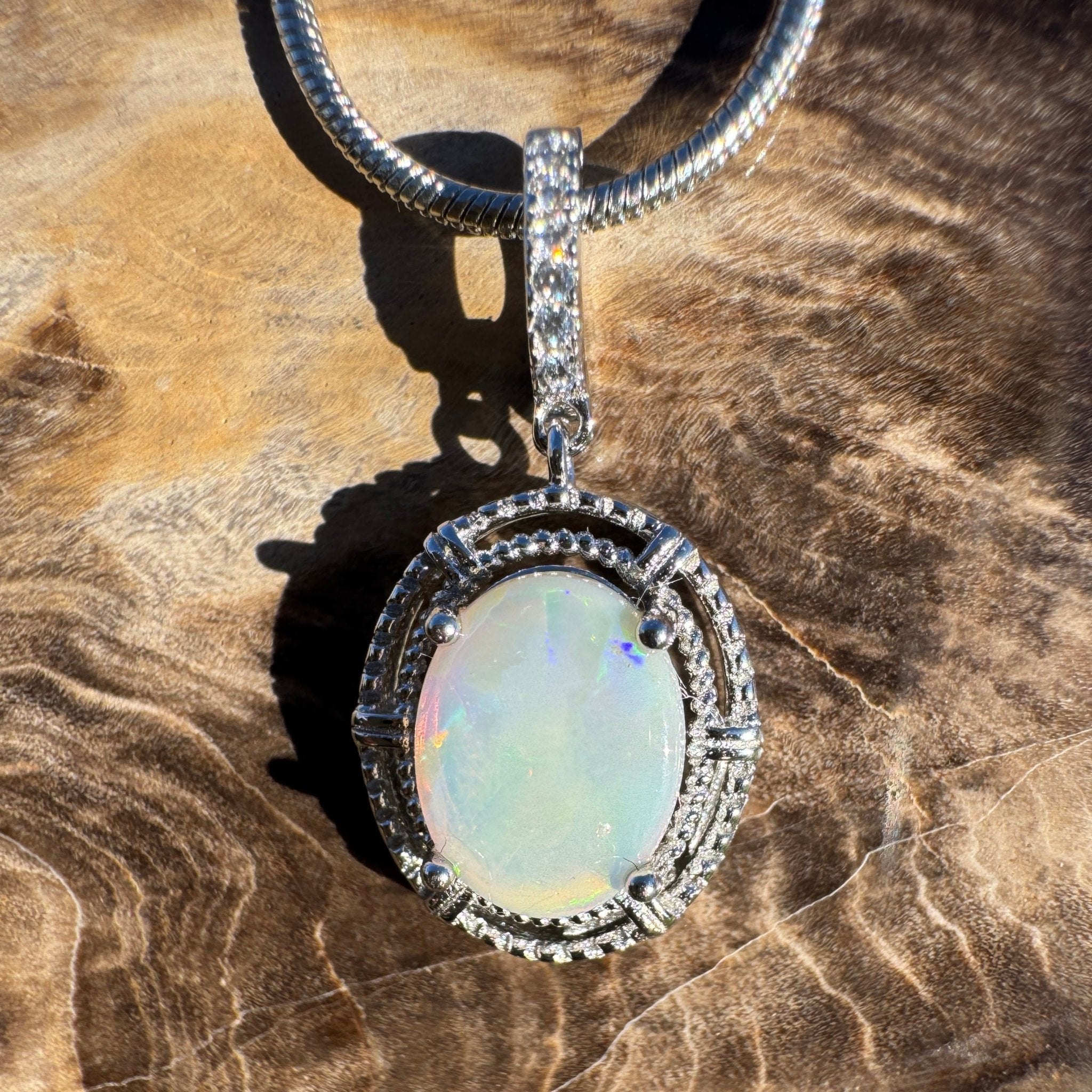 1.2ct Coober Pedy Opal Pendant Necklace ~ 'Maria Island Twilight' | 925 Sterling Silver | Solid Australian Opal