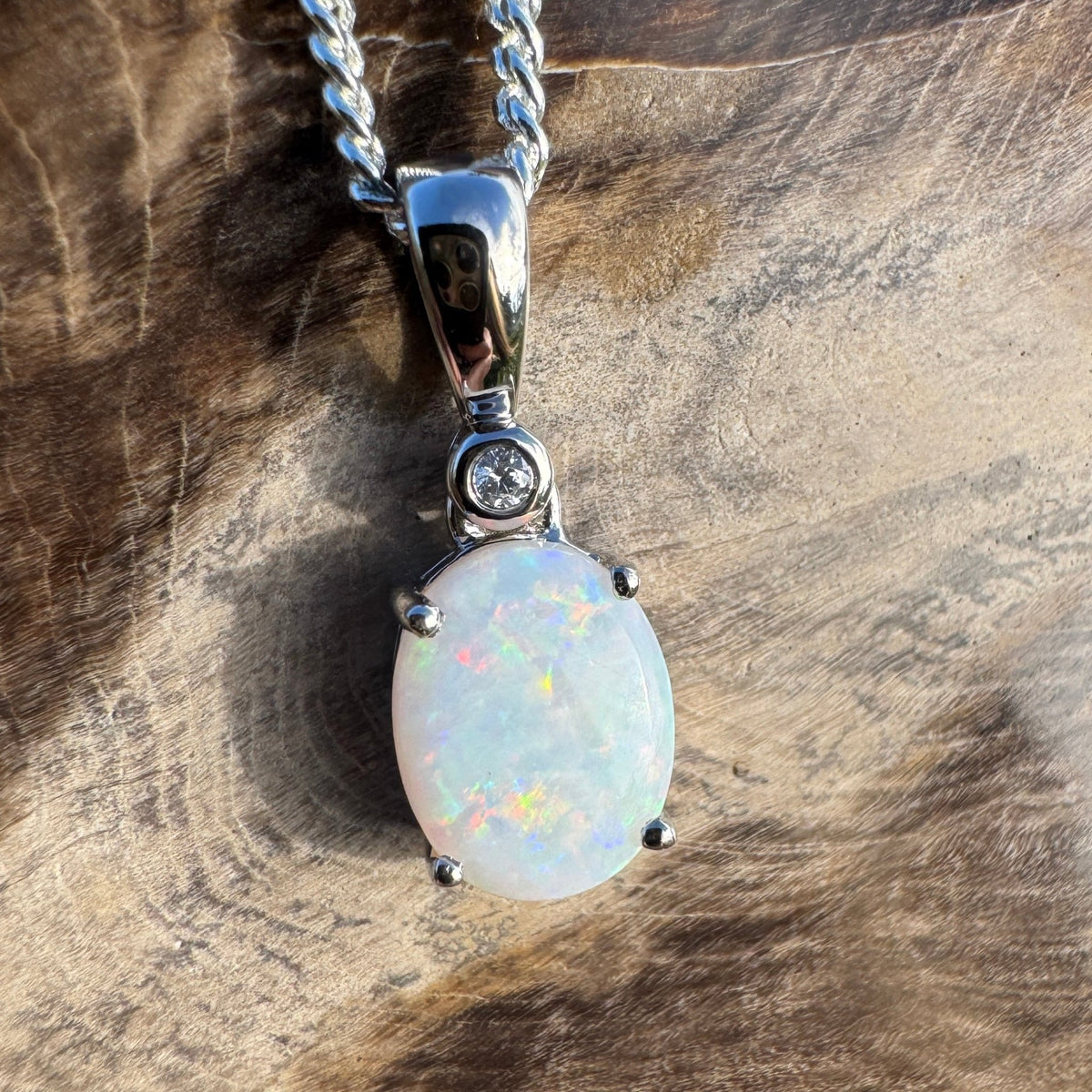 1.2ct Coober Pedy Opal Pendant Necklace ~ 'Marree Mirage' | 925 Sterling Silver | Solid Australian Opal