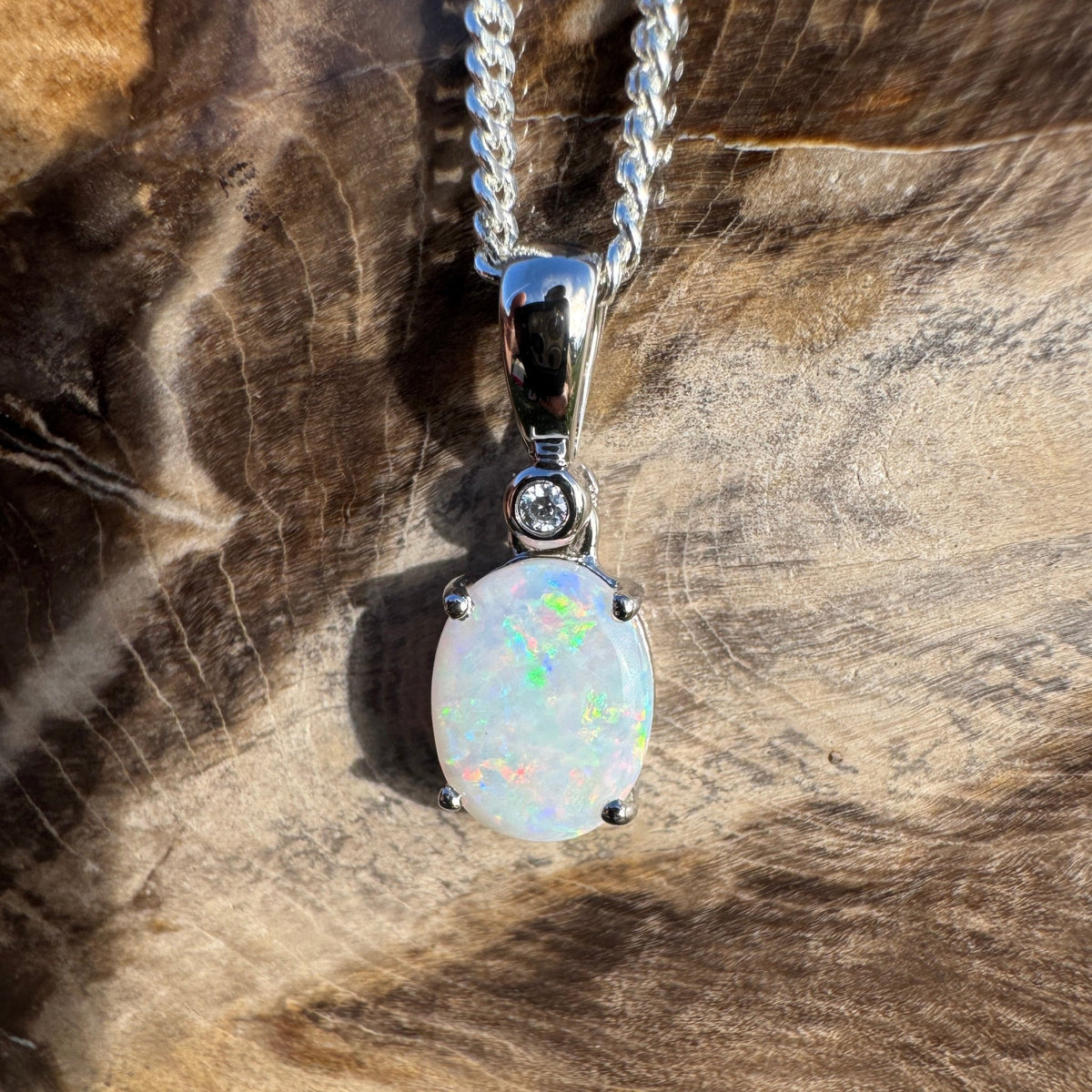 1.2ct Coober Pedy Opal Pendant Necklace ~ 'Marree Mirage' | 925 Sterling Silver | Solid Australian Opal