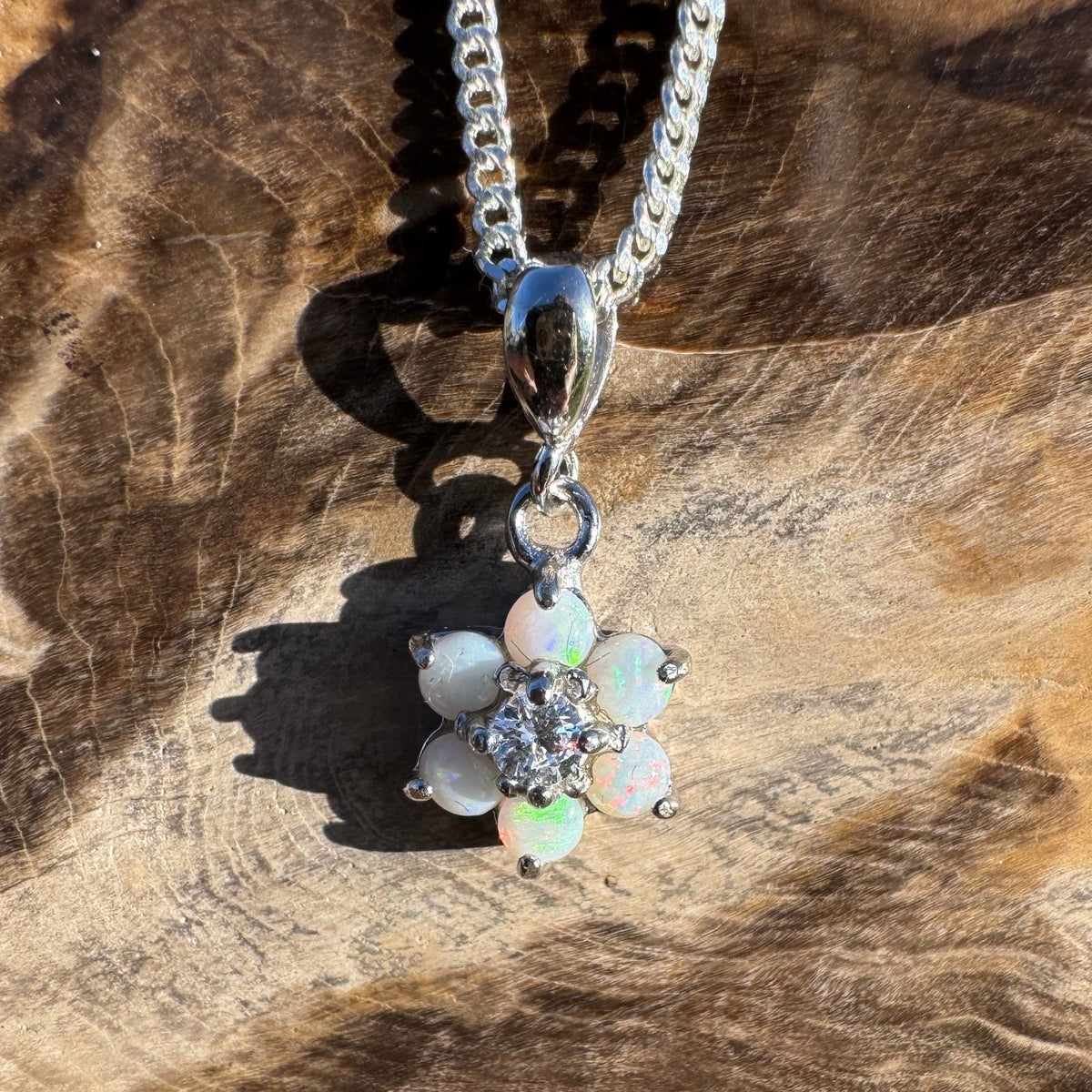 1.2ct Coober Pedy Opal Pendant Necklace ~ 'Orroroo Sunrise' | 925 Sterling Silver | Solid Australian Opal