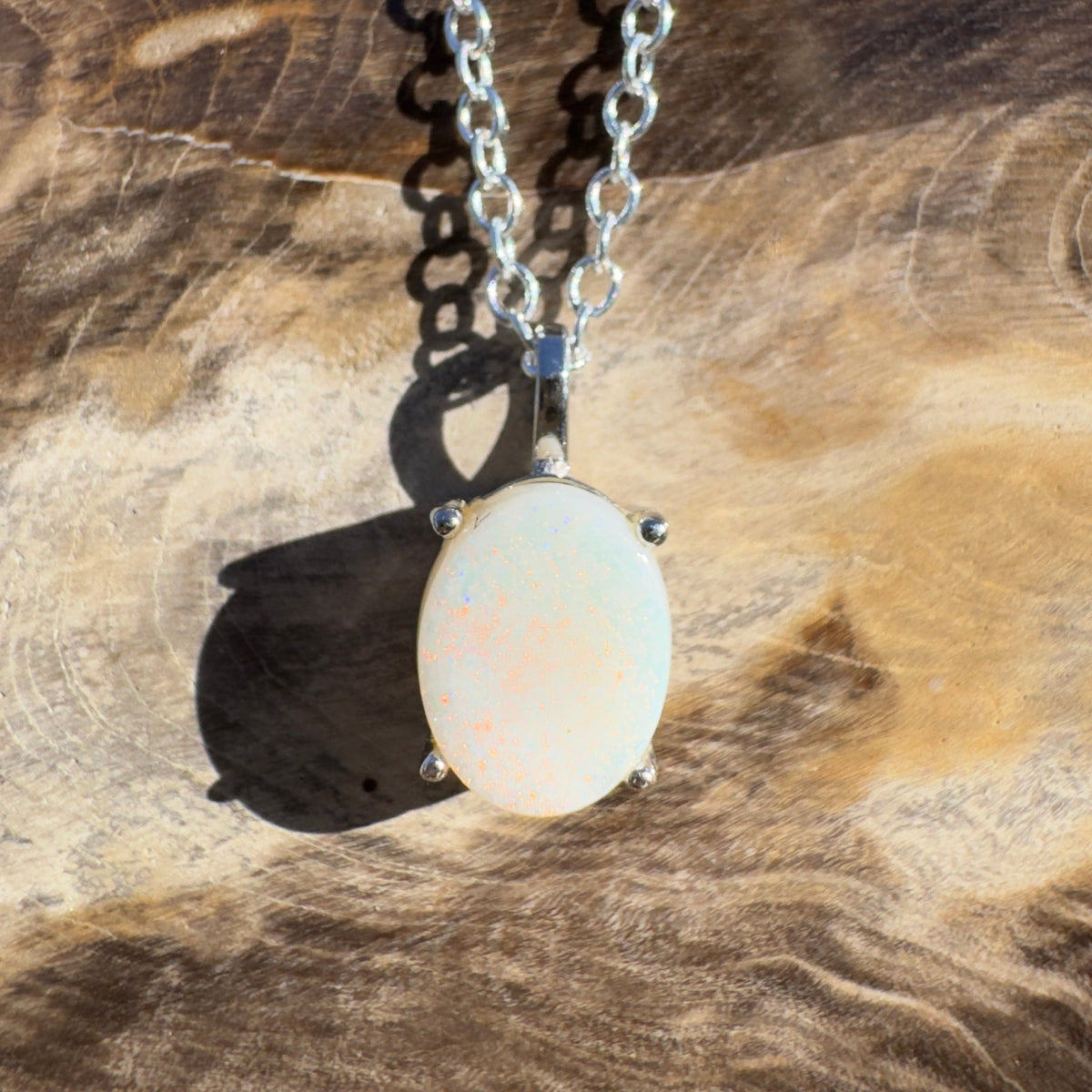 1.2ct Coober Pedy Opal Pendant Necklace ~ 'Outback Shimmers' | 925 Sterling Silver | Solid Australian Opal