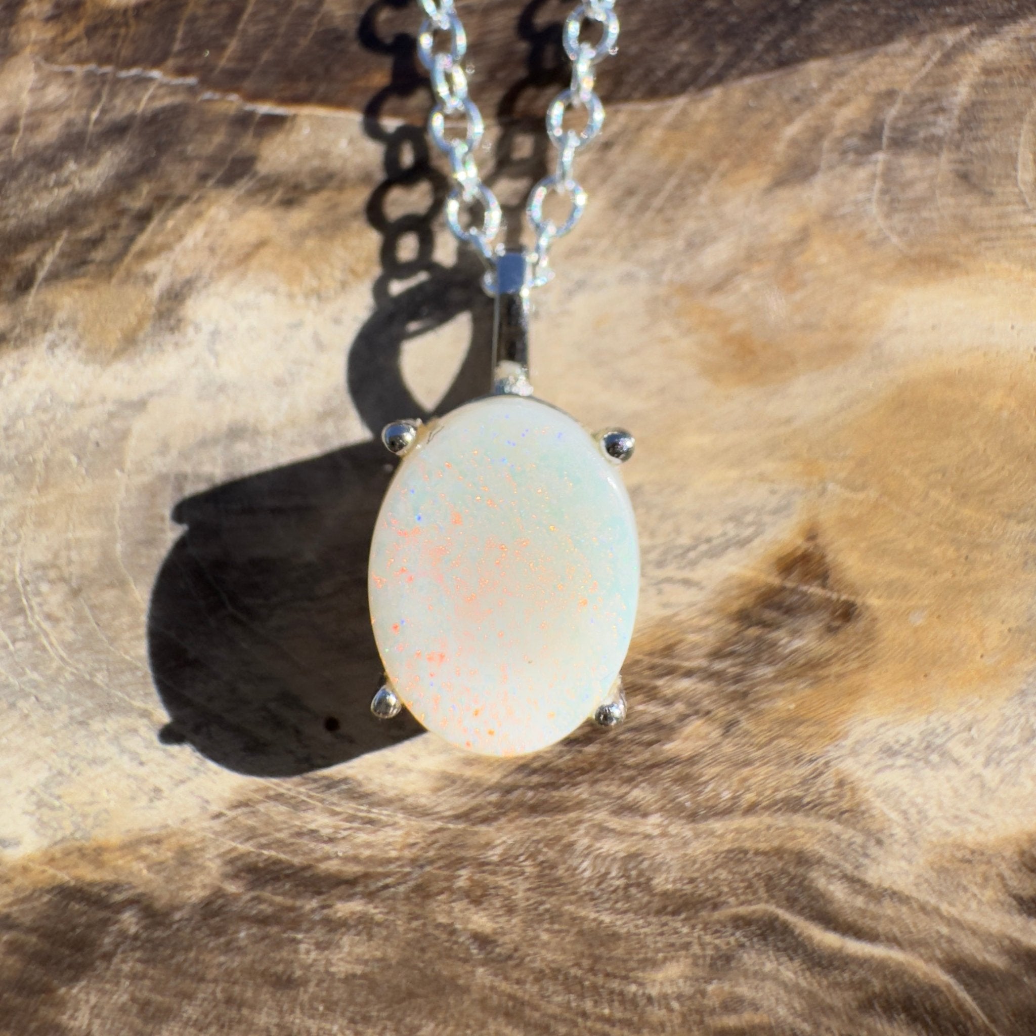 1.2ct Coober Pedy Opal Pendant Necklace ~ 'Outback Shimmers' | 925 Sterling Silver | Solid Australian Opal