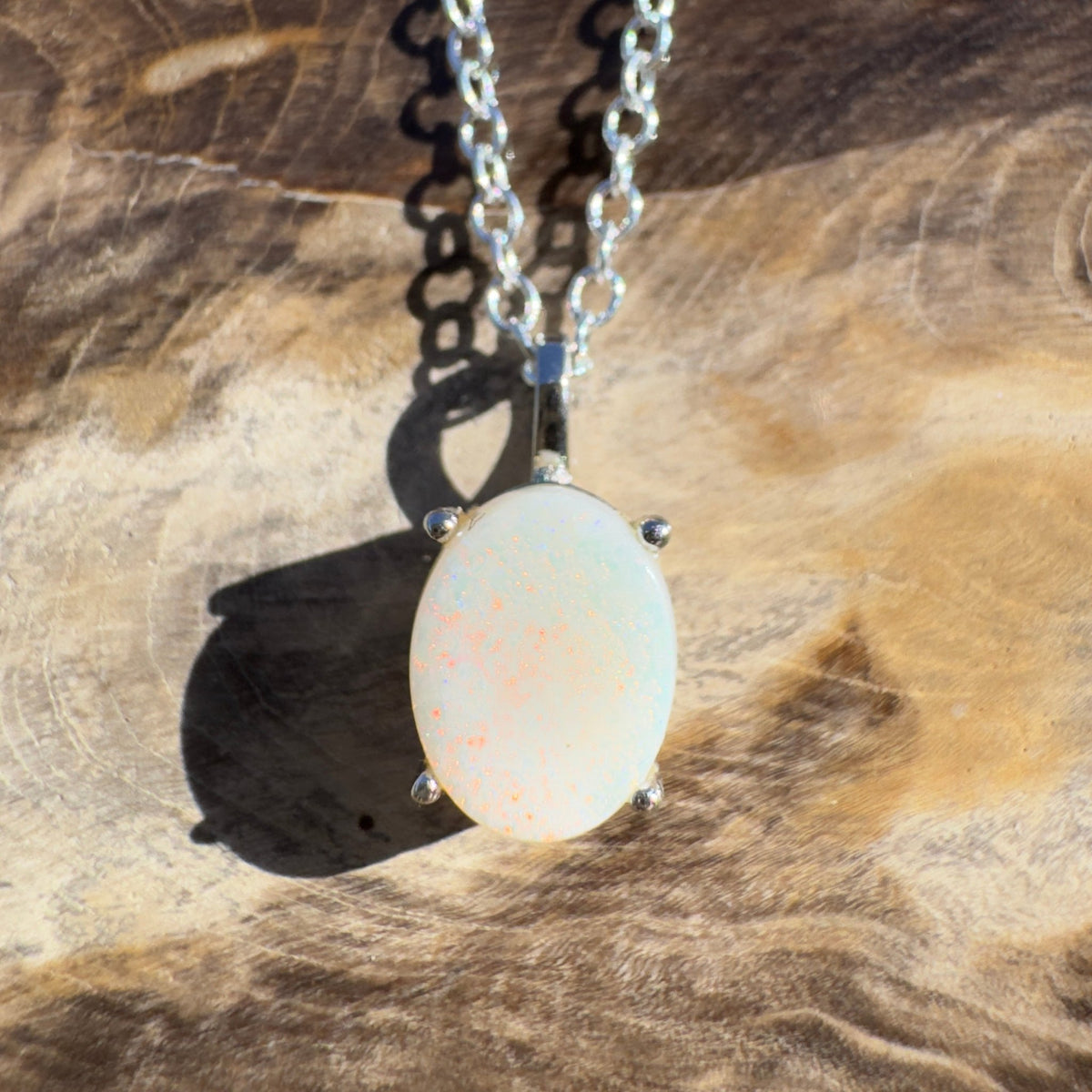 1.2ct Coober Pedy Opal Pendant Necklace ~ 'Outback Shimmers' | 925 Sterling Silver | Solid Australian Opal