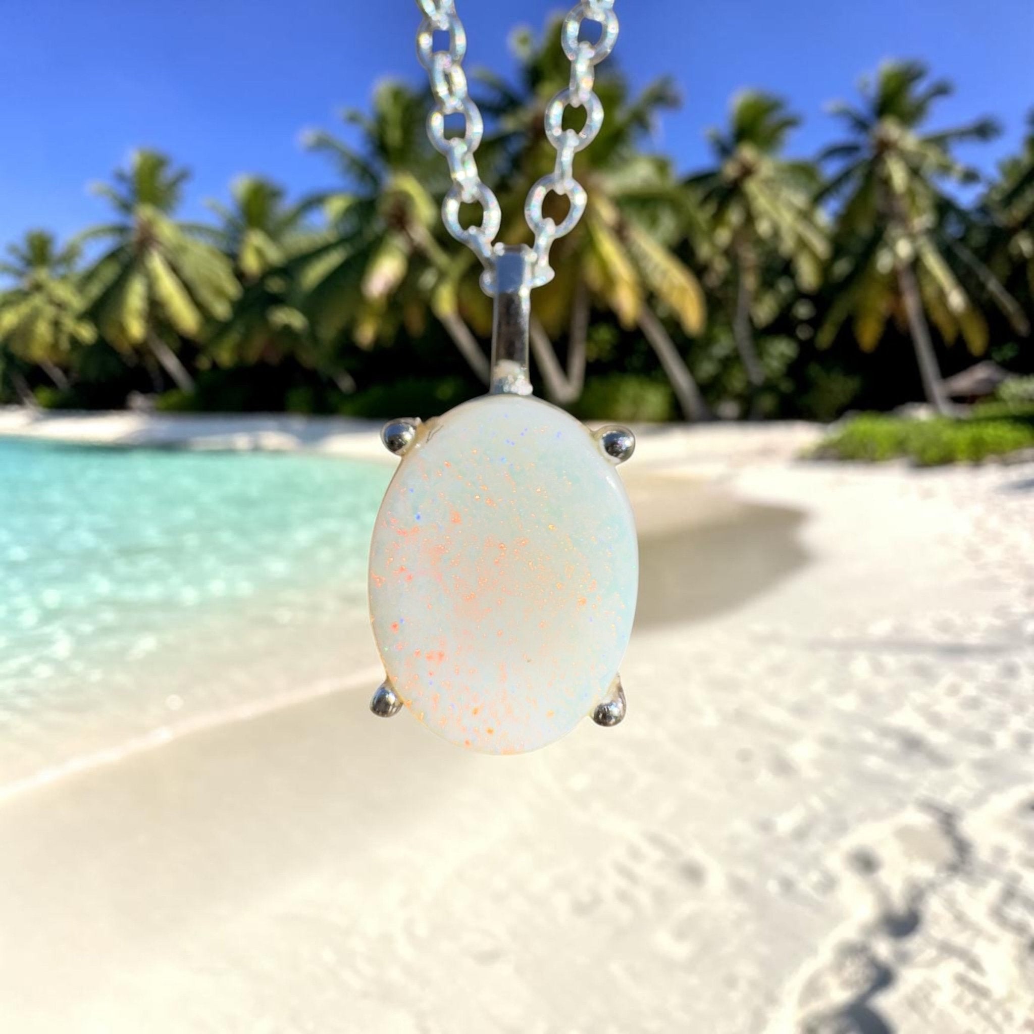 1.2ct Coober Pedy Opal Pendant Necklace ~ 'Outback Shimmers' | 925 Sterling Silver | Solid Australian Opal
