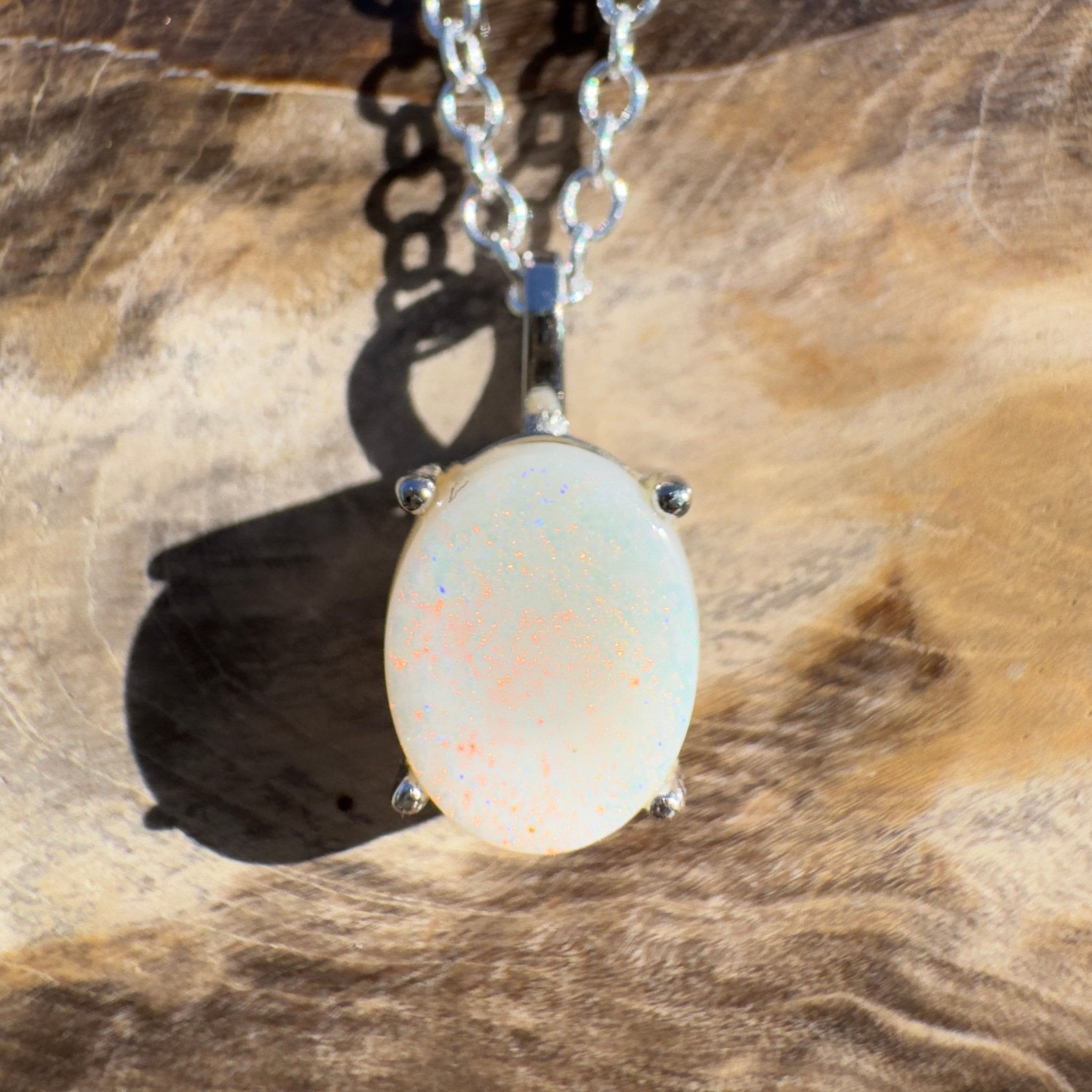 1.2ct Coober Pedy Opal Pendant Necklace ~ 'Outback Shimmers' | 925 Sterling Silver | Solid Australian Opal