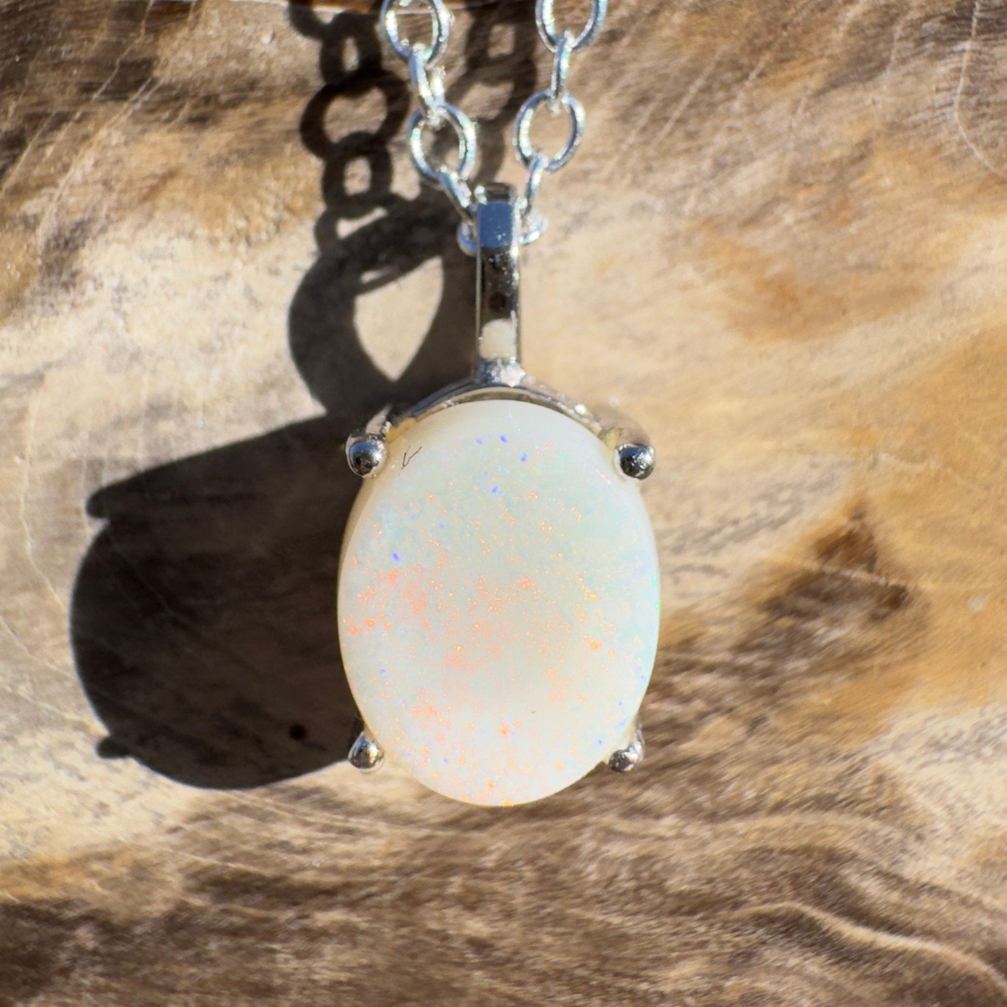 1.2ct Coober Pedy Opal Pendant Necklace ~ 'Outback Shimmers' | 925 Sterling Silver | Solid Australian Opal