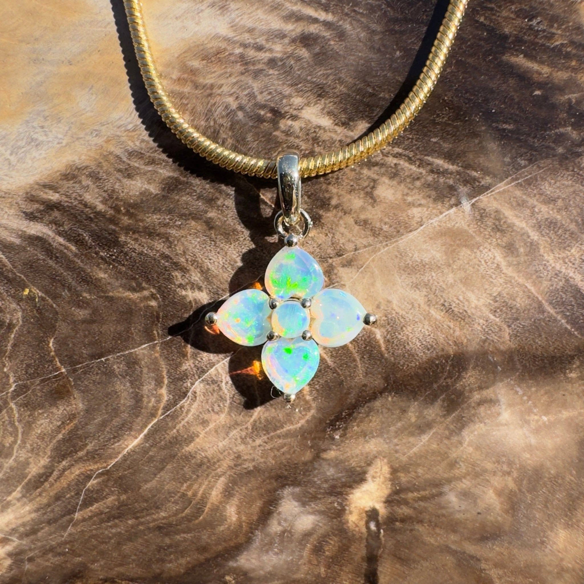 1.2ct Coober Pedy Opal Pendant Necklace ~ 'Snapper Rocks Gold' | 9ct Yellow Gold | Solid Australian Opal