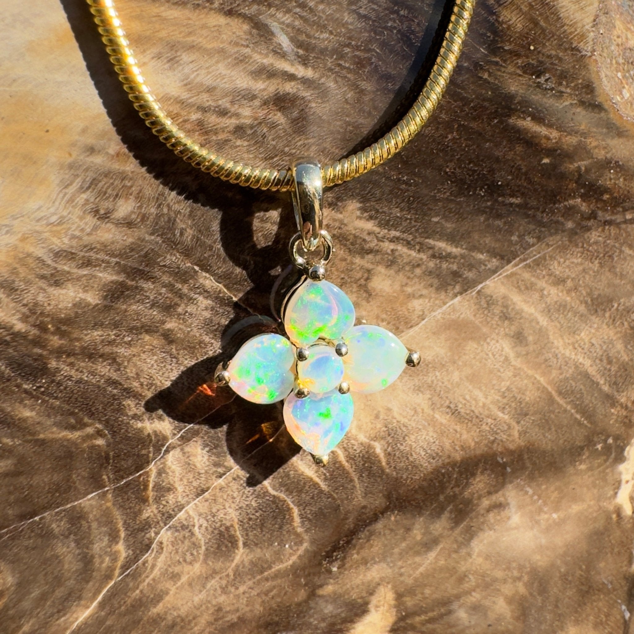 1.2ct Coober Pedy Opal Pendant Necklace ~ 'Snapper Rocks Gold' | 9ct Yellow Gold | Solid Australian Opal