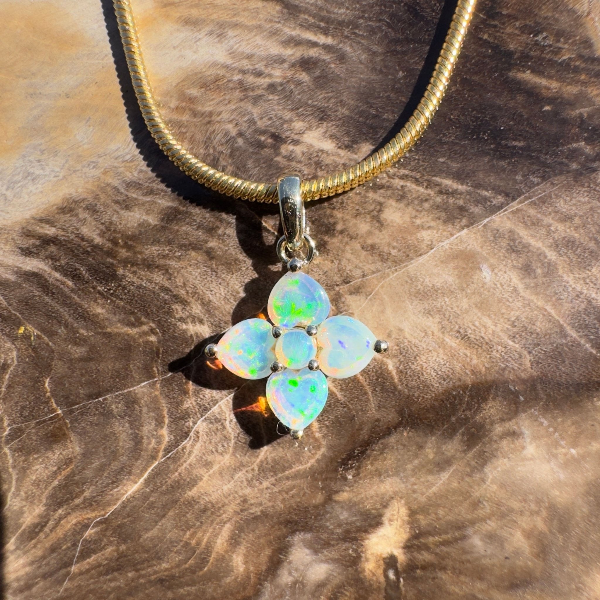 1.2ct Coober Pedy Opal Pendant Necklace ~ 'Snapper Rocks Gold' | 9ct Yellow Gold | Solid Australian Opal