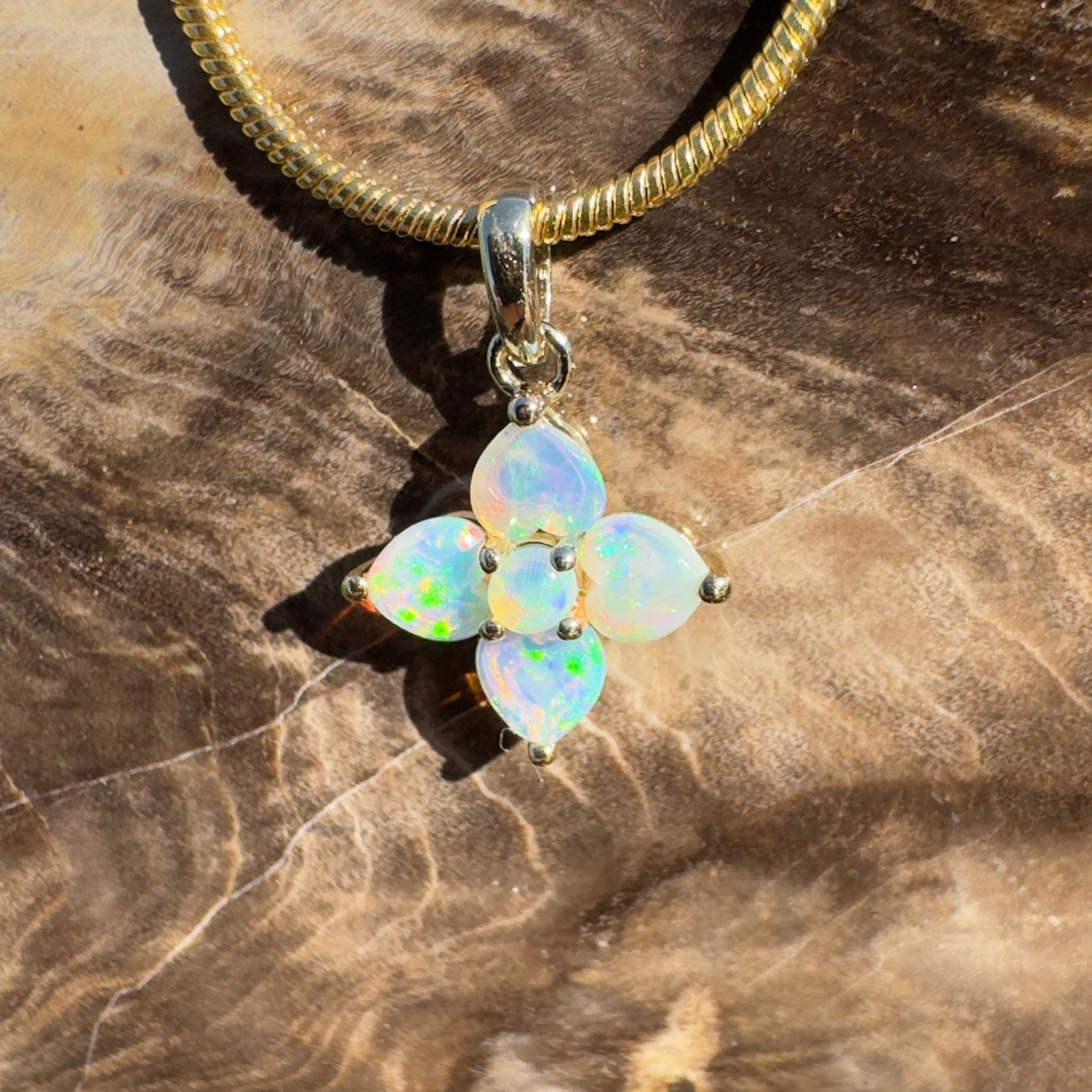 1.2ct Coober Pedy Opal Pendant Necklace ~ 'Snapper Rocks Gold' | 9ct Yellow Gold | Solid Australian Opal
