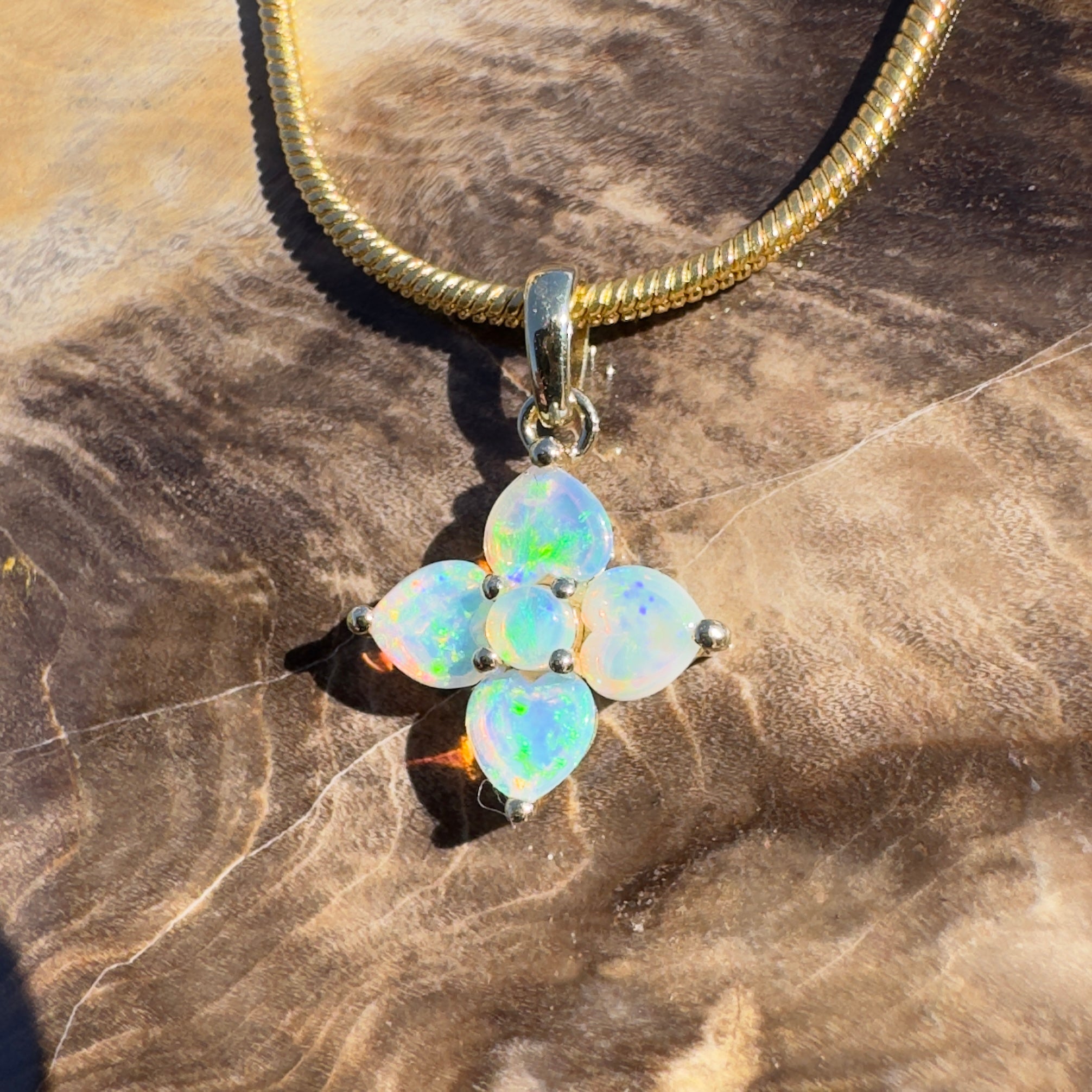 1.2ct Coober Pedy Opal Pendant Necklace ~ 'Snapper Rocks Gold' | 9ct Yellow Gold | Solid Australian Opal
