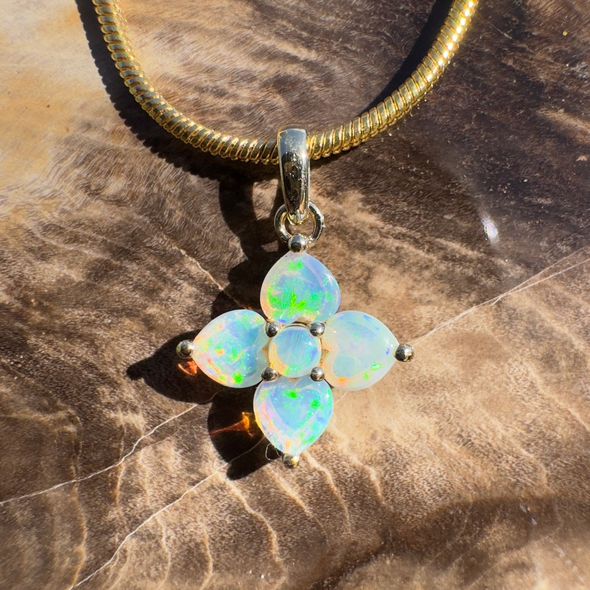 1.2ct Coober Pedy Opal Pendant Necklace ~ 'Snapper Rocks Gold' | 9ct Yellow Gold | Solid Australian Opal