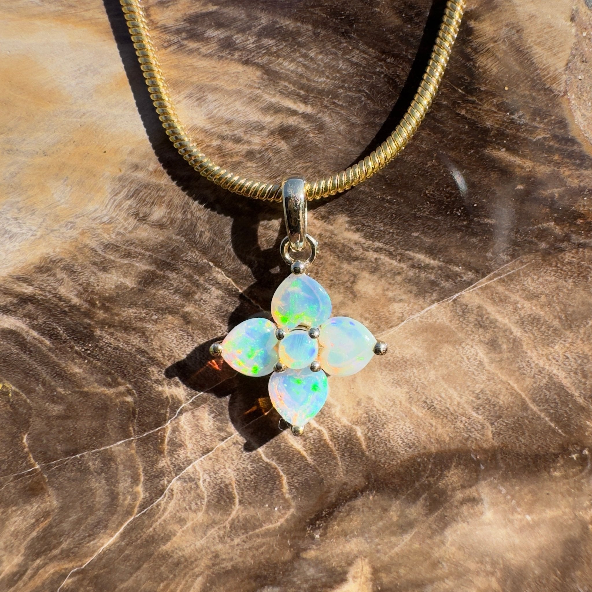 1.2ct Coober Pedy Opal Pendant Necklace ~ 'Snapper Rocks Gold' | 9ct Yellow Gold | Solid Australian Opal