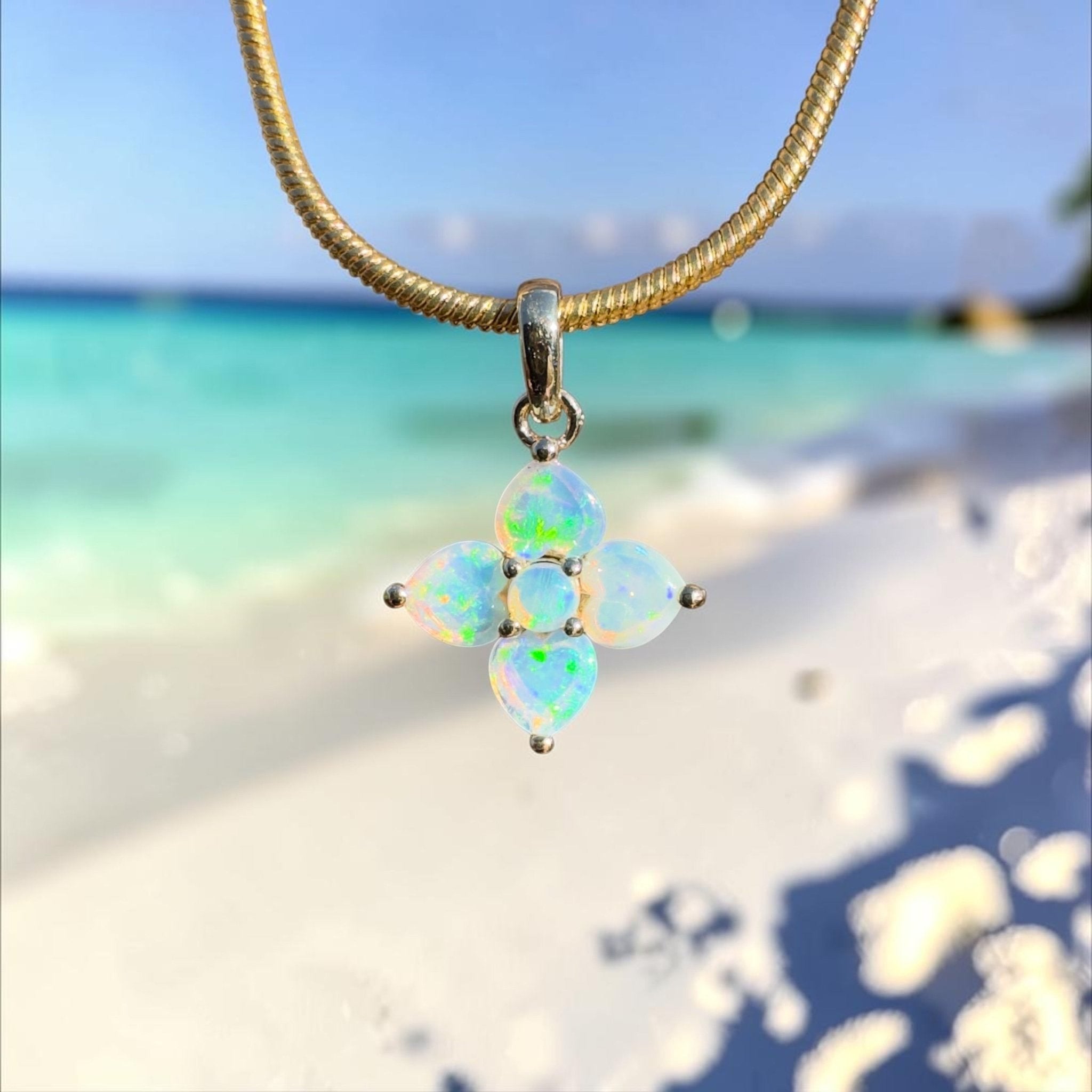 1.2ct Coober Pedy Opal Pendant Necklace ~ 'Snapper Rocks Gold' | 9ct Yellow Gold | Solid Australian Opal