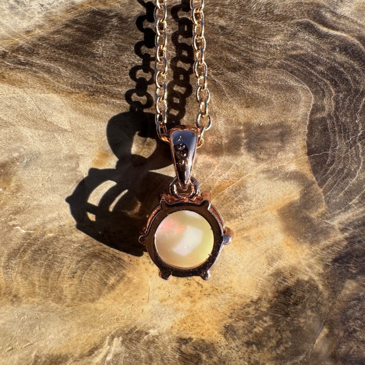 1.2ct Coober Pedy Opal Pendant Necklace ~ 'Torquay Ember' | Rose Gold Coated 925 Sterling Silver | Solid Australian Opal