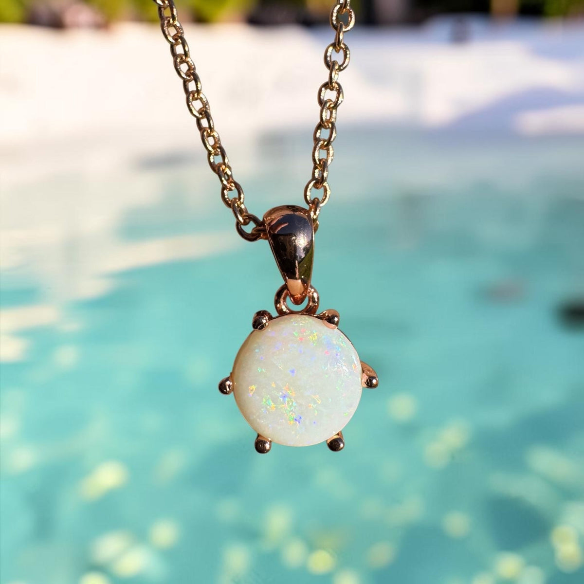 1.2ct Coober Pedy Opal Pendant Necklace ~ 'Torquay Ember' | Rose Gold Coated 925 Sterling Silver | Solid Australian Opal