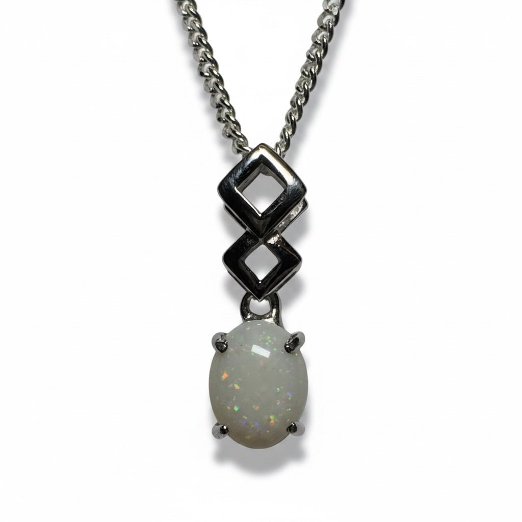 1.2ct Coober Pedy Opal Pendant Necklace ~ 'Whitehaven Wonder' | 925 Sterling Silver | Solid Australian Opal