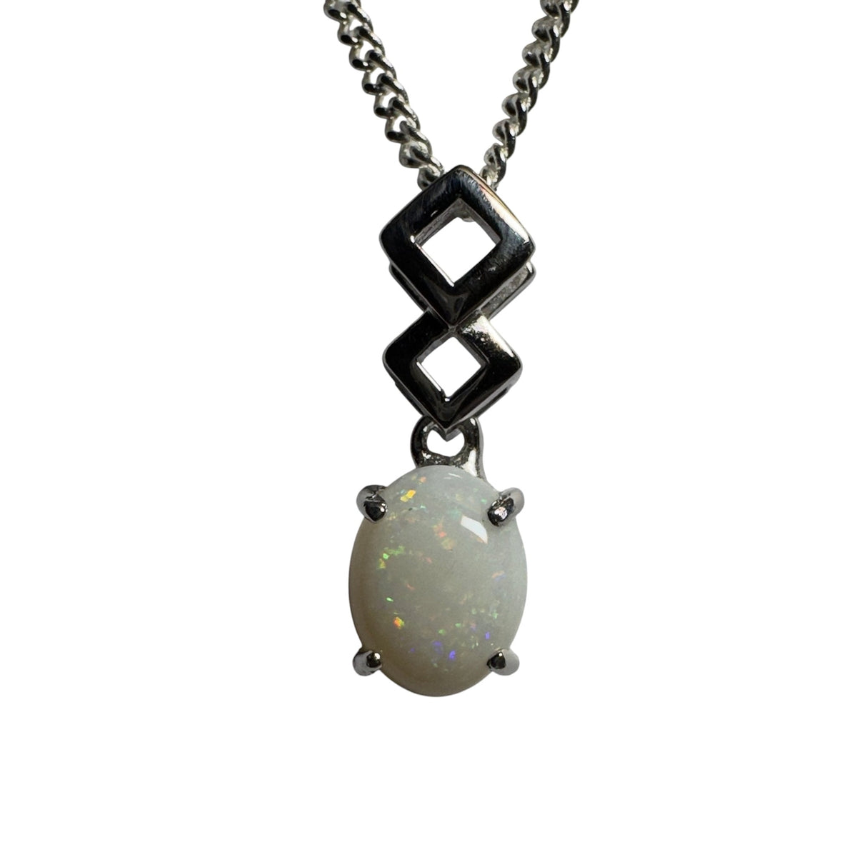 1.2ct Coober Pedy Opal Pendant Necklace ~ 'Whitehaven Wonder' | 925 Sterling Silver | Solid Australian Opal