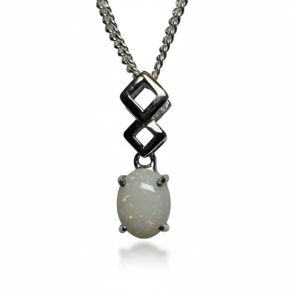 1.2ct Coober Pedy Opal Pendant Necklace ~ 'Whitehaven Wonder' | 925 Sterling Silver | Solid Australian Opal