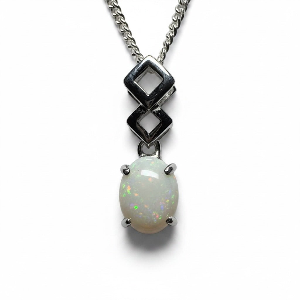 1.2ct Coober Pedy Opal Pendant Necklace ~ 'Whitehaven Wonder' | 925 Sterling Silver | Solid Australian Opal