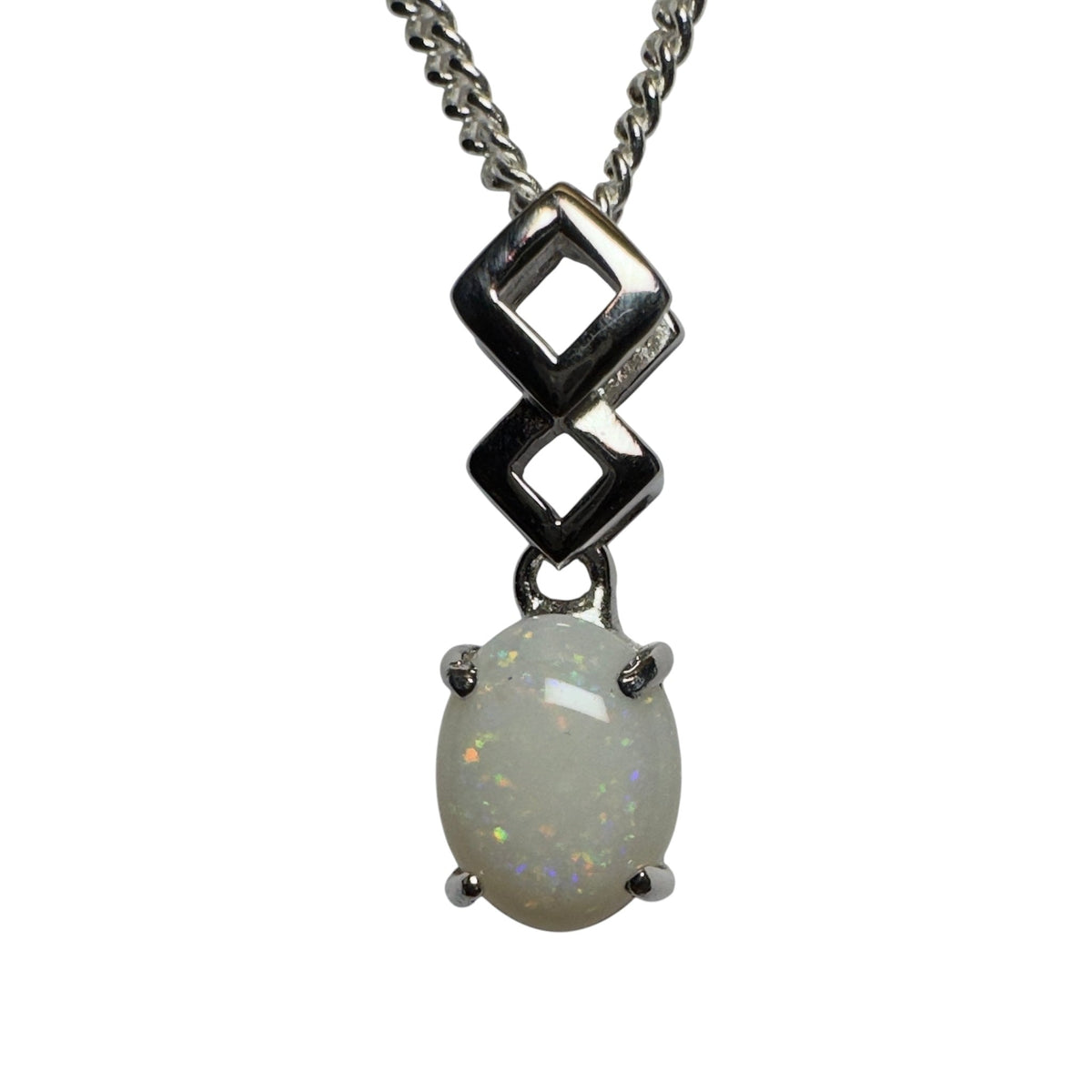 1.2ct Coober Pedy Opal Pendant Necklace ~ 'Whitehaven Wonder' | 925 Sterling Silver | Solid Australian Opal