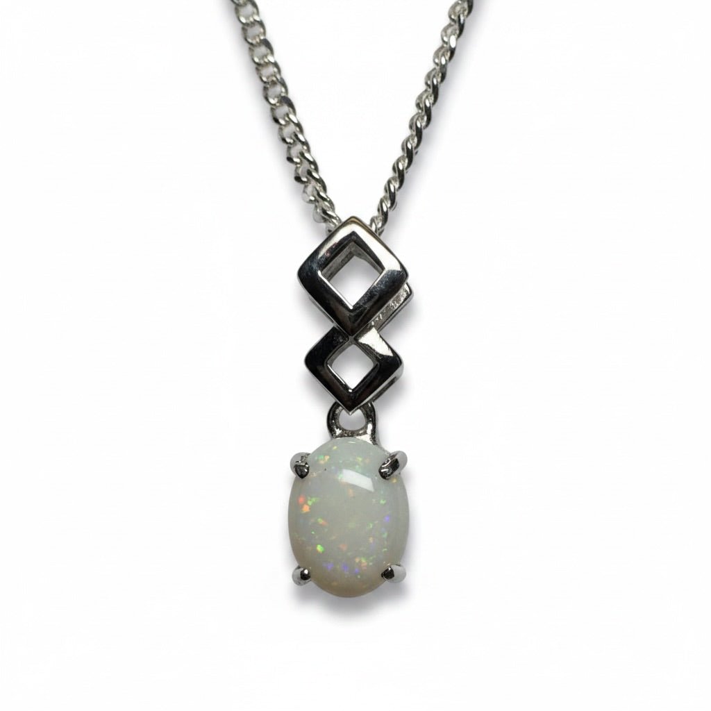 1.2ct Coober Pedy Opal Pendant Necklace ~ 'Whitehaven Wonder' | 925 Sterling Silver | Solid Australian Opal