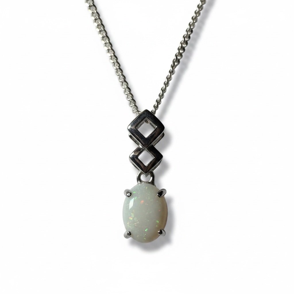 1.2ct Coober Pedy Opal Pendant Necklace ~ 'Whitehaven Wonder' | 925 Sterling Silver | Solid Australian Opal